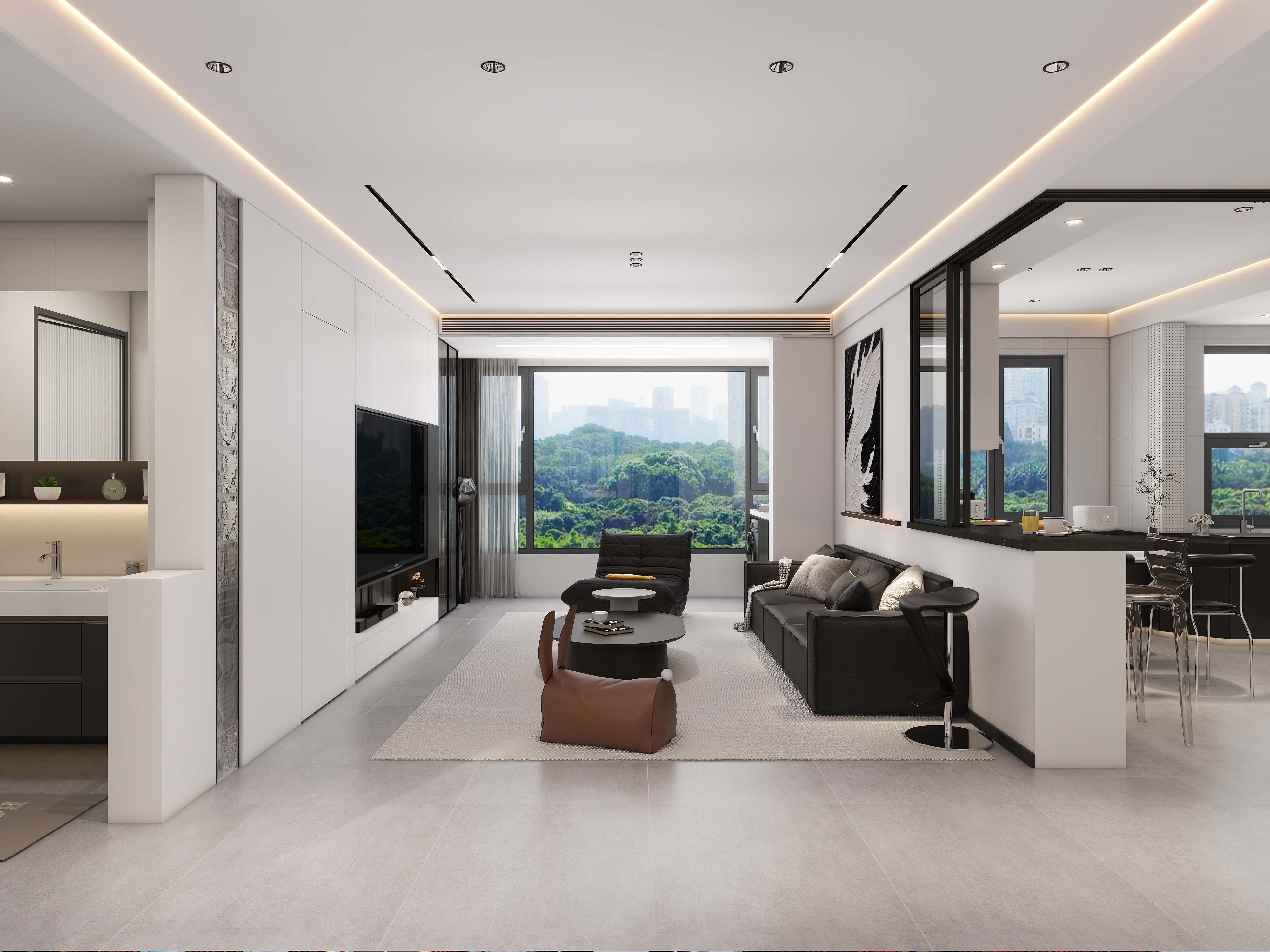 设计师同乐-现代简约黑白灰120㎡3室2厅-装修设计方案