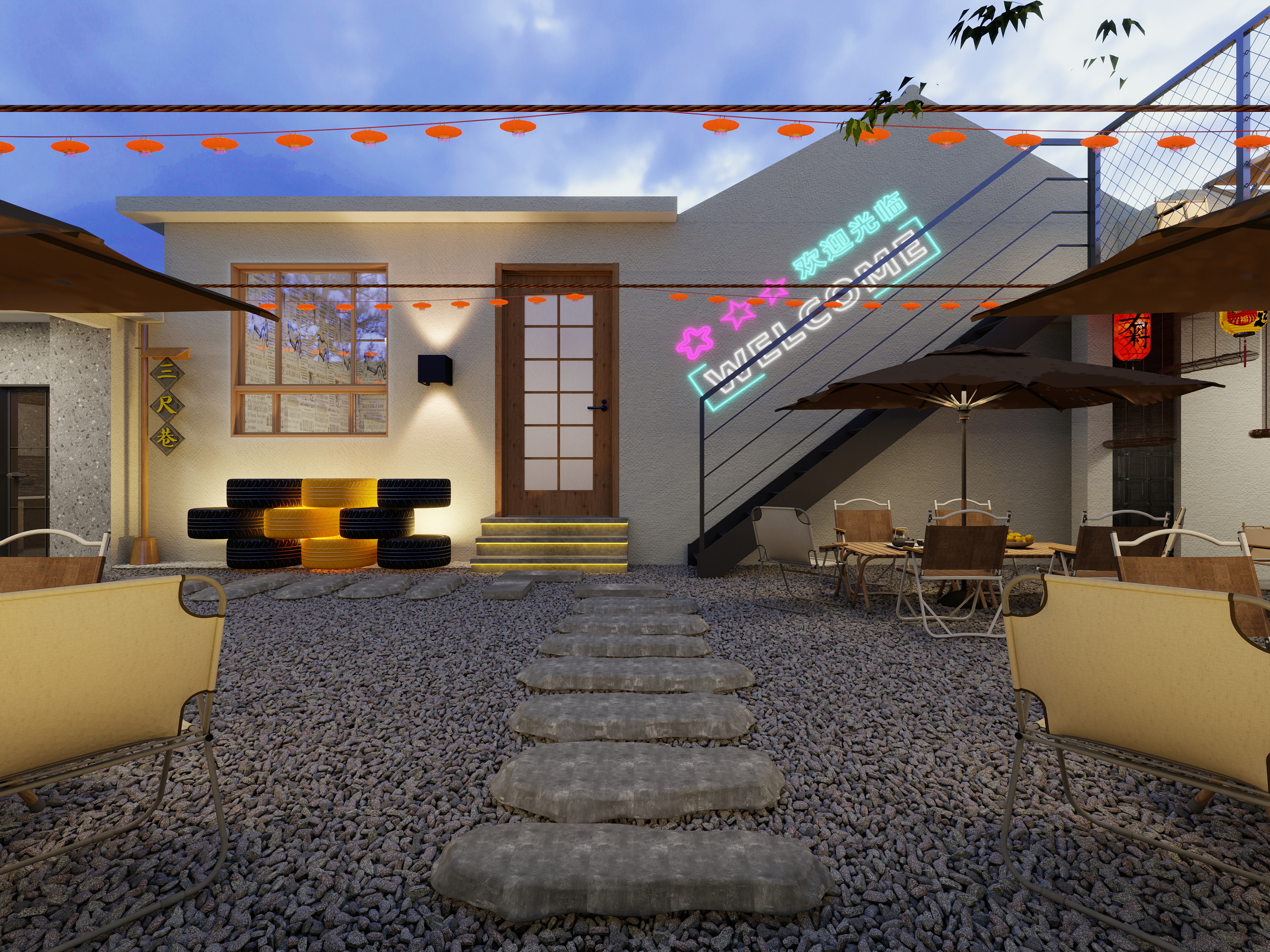 街头保安-乔家营地烧烤-装修设计方案