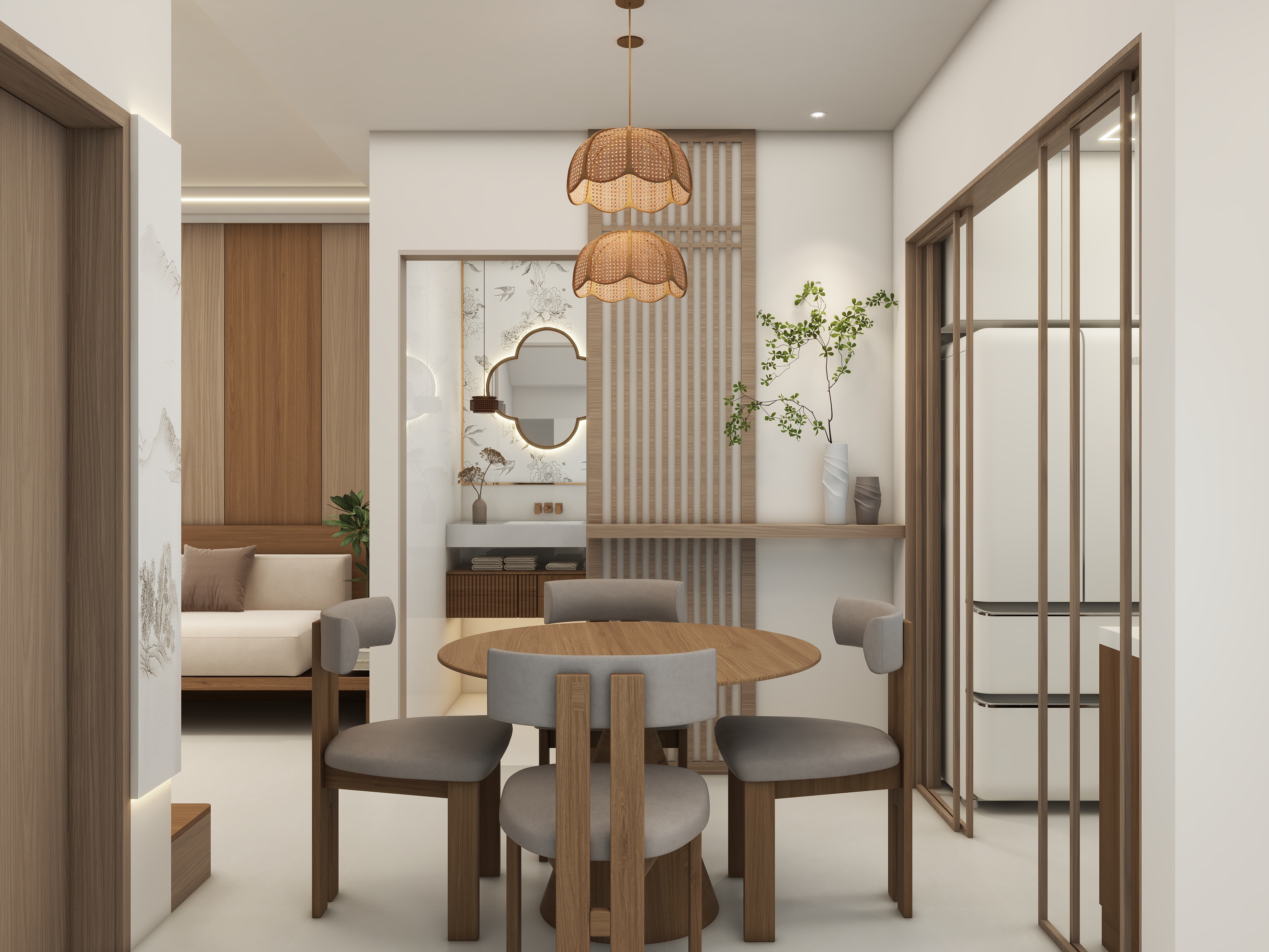 Ani..-每层60㎡的复式二层小户型宋式侘寂风格装修效果图