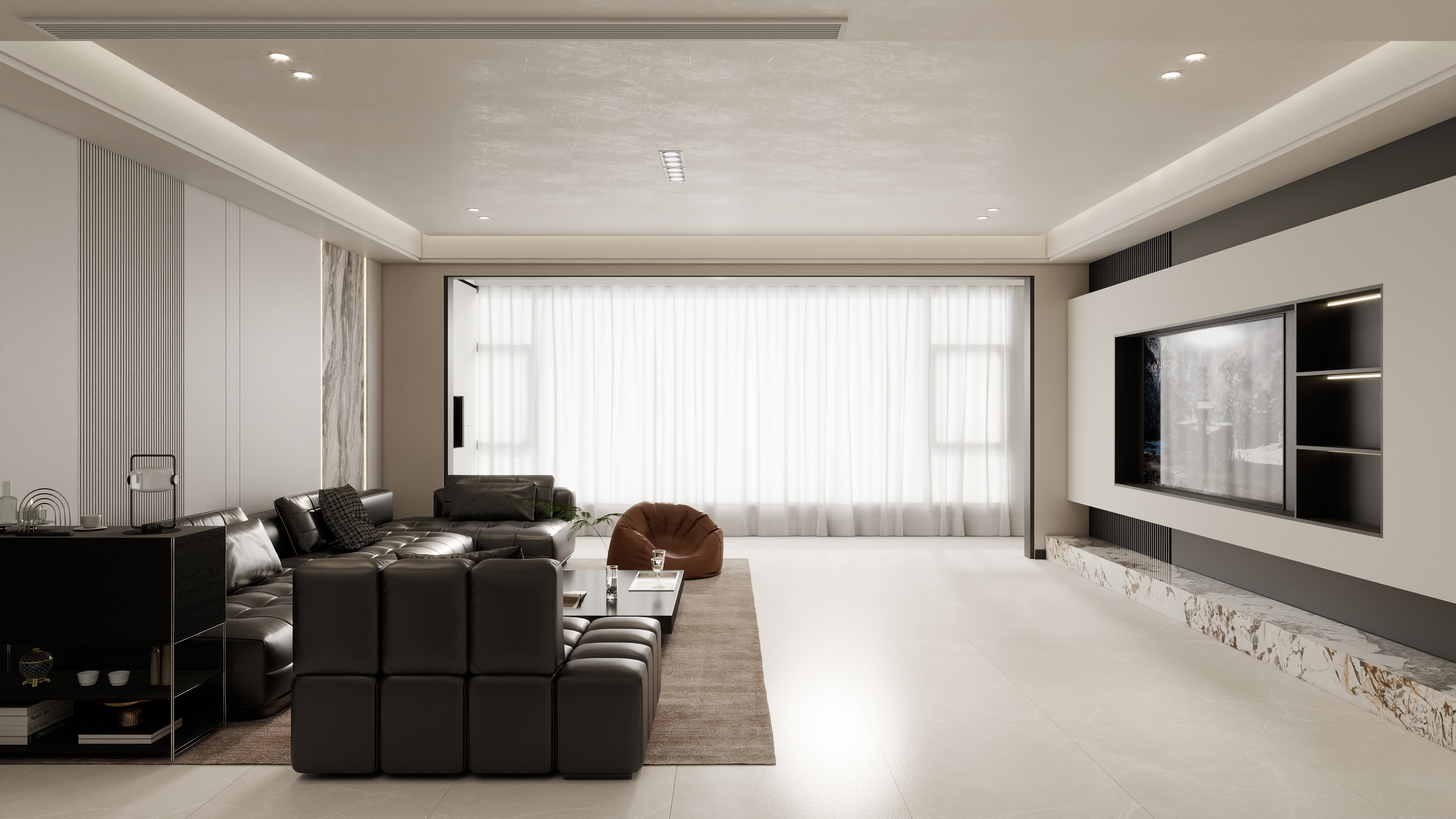 壹诺设计工作室-138㎡5室-现代极简装修效果图