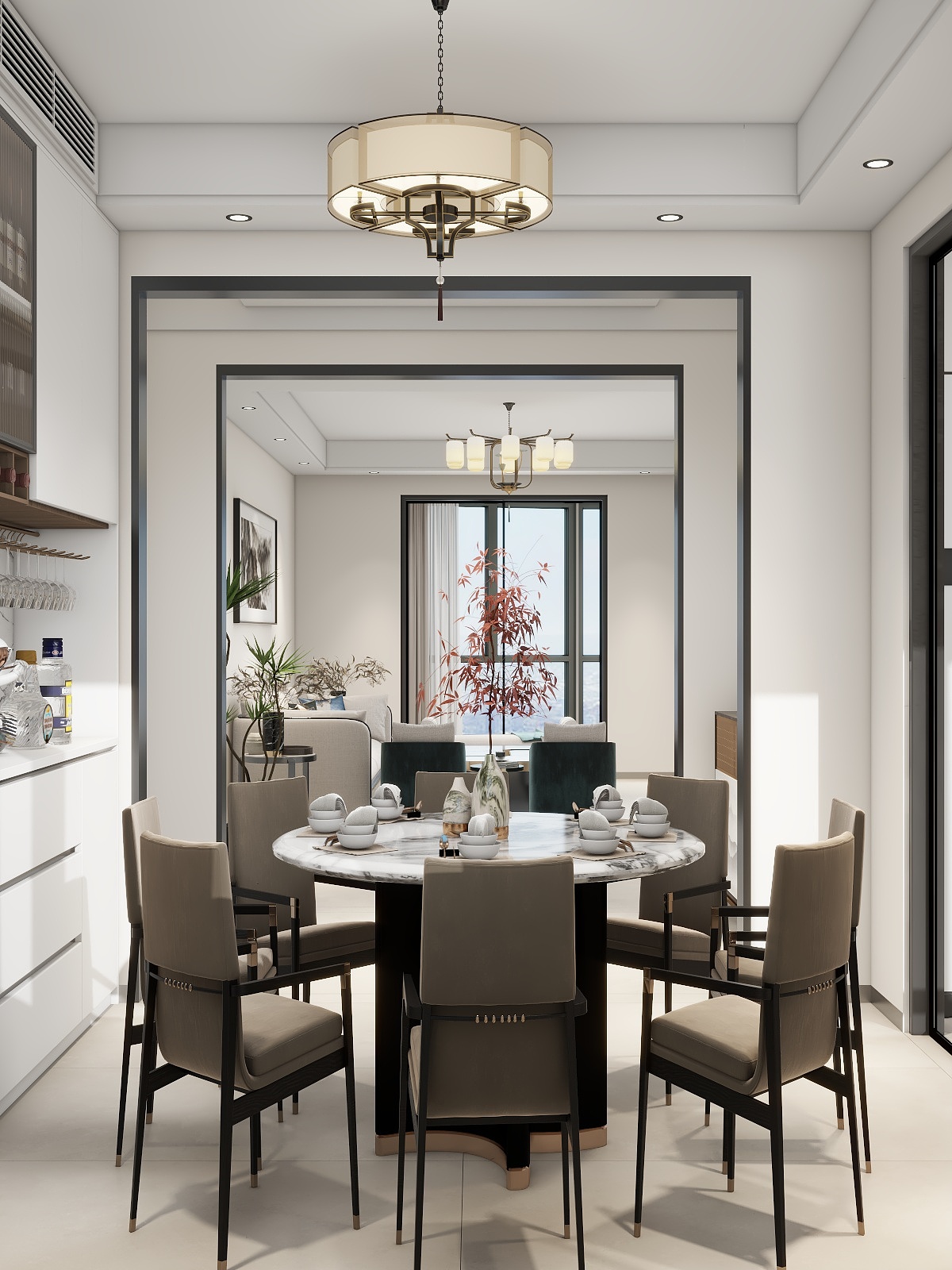 吴爽-122m²新中式风格设计装修效果图