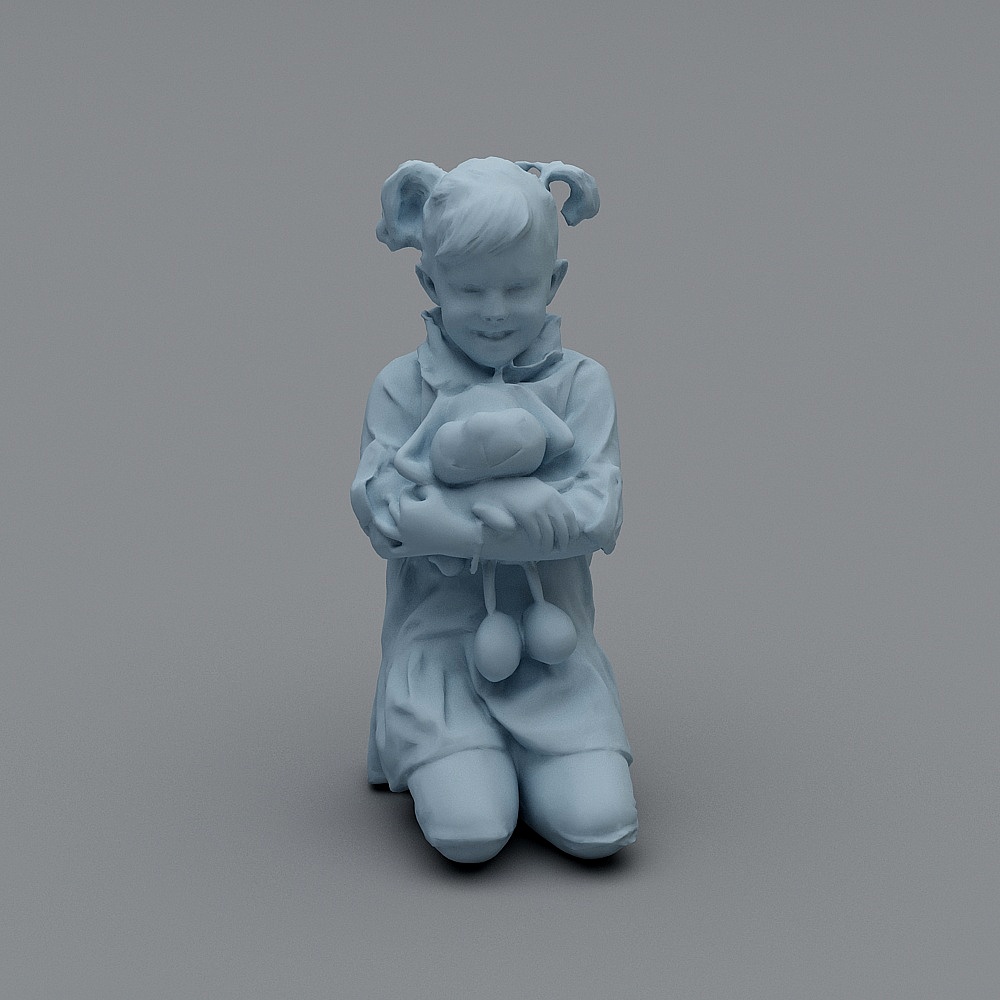 小孩女坐姿43D模型