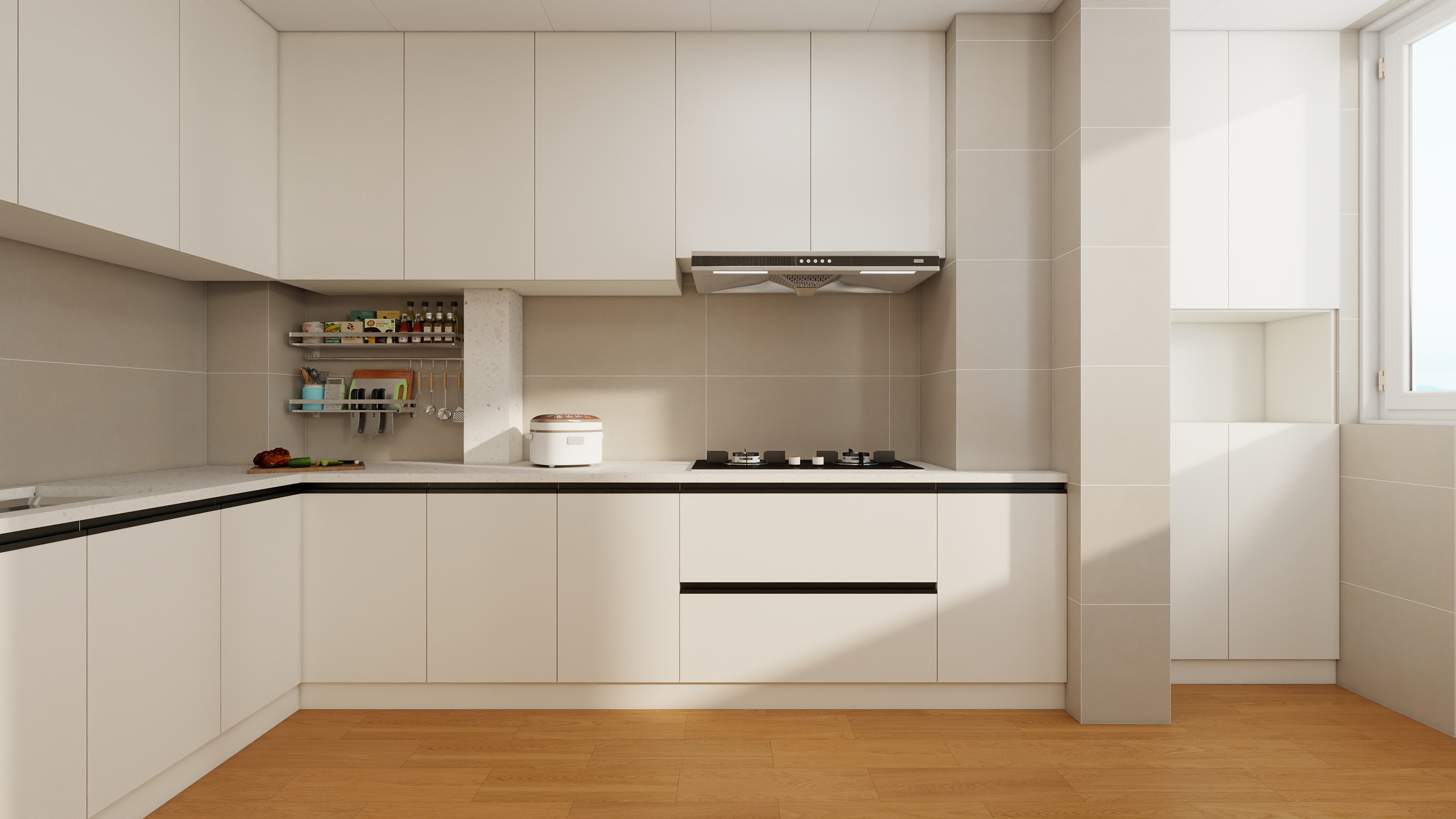 李青越-118方原木风格三居室样板间装修效果图