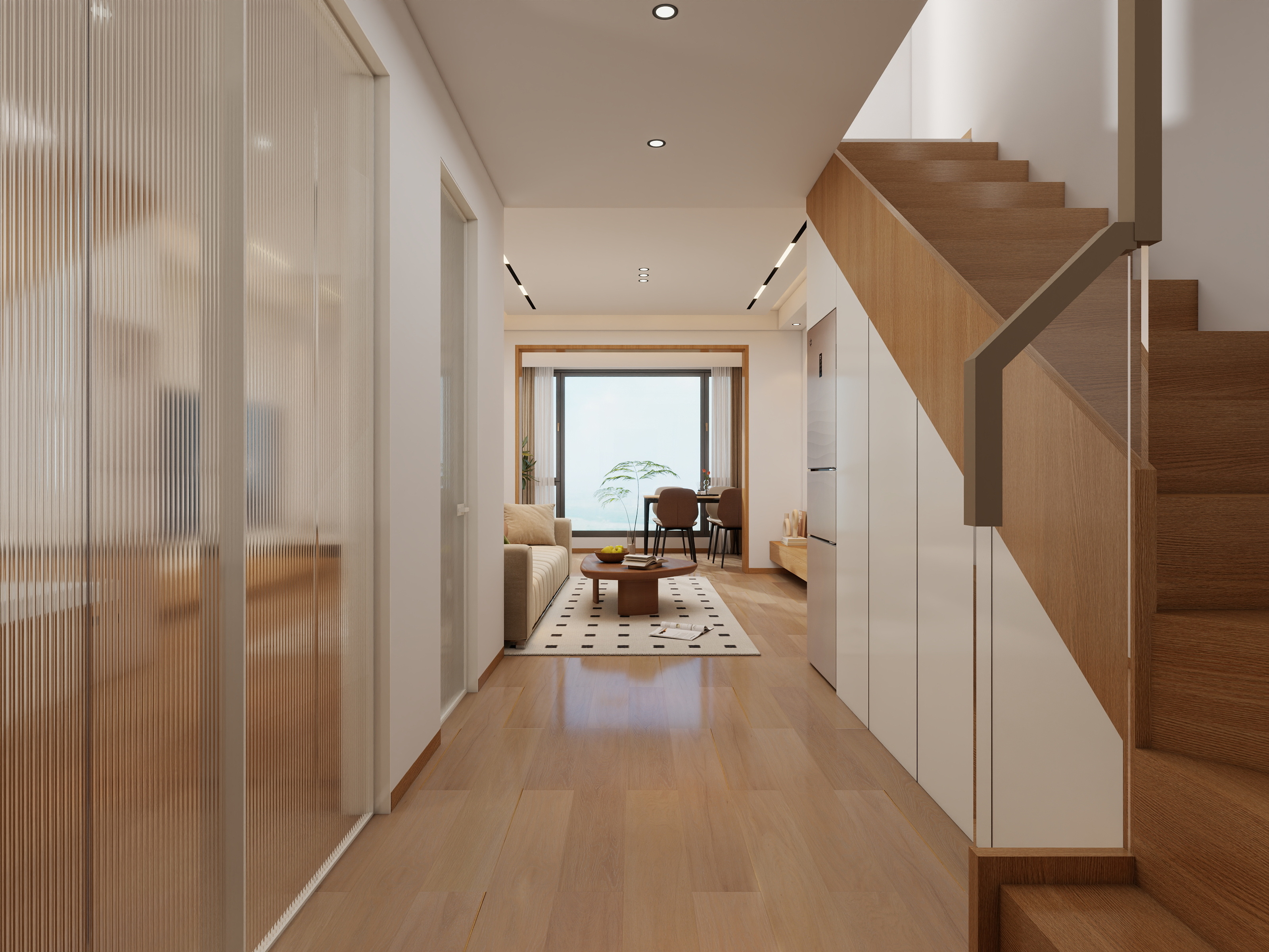 李青越-87方复式原木奶油风格两居室样板间装修效果图