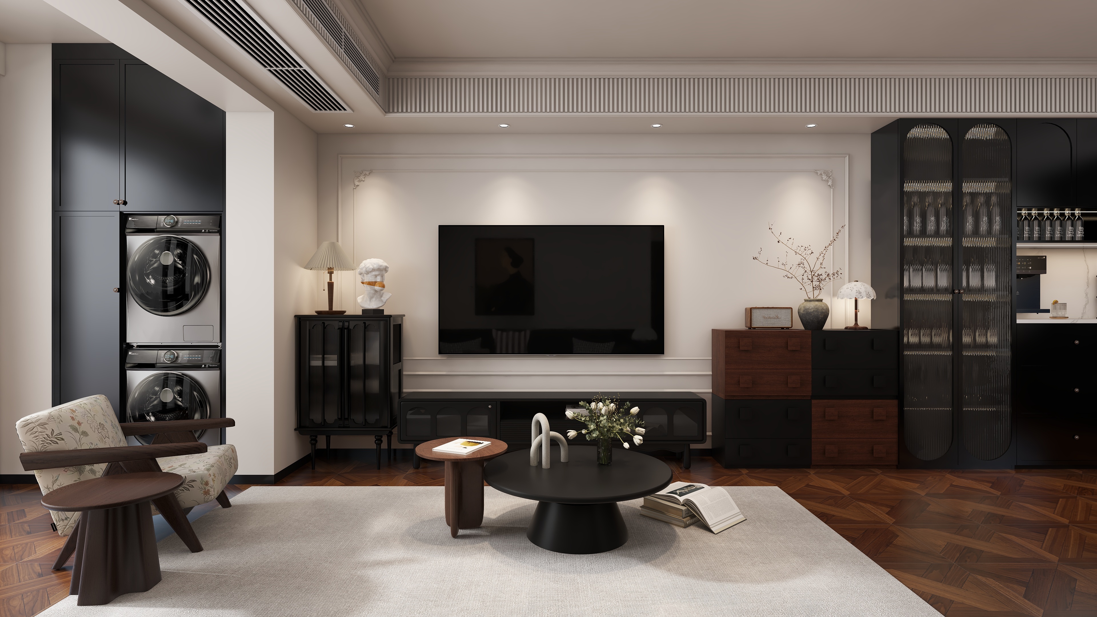 YZXDesign-曦江润府、中古风装修效果图