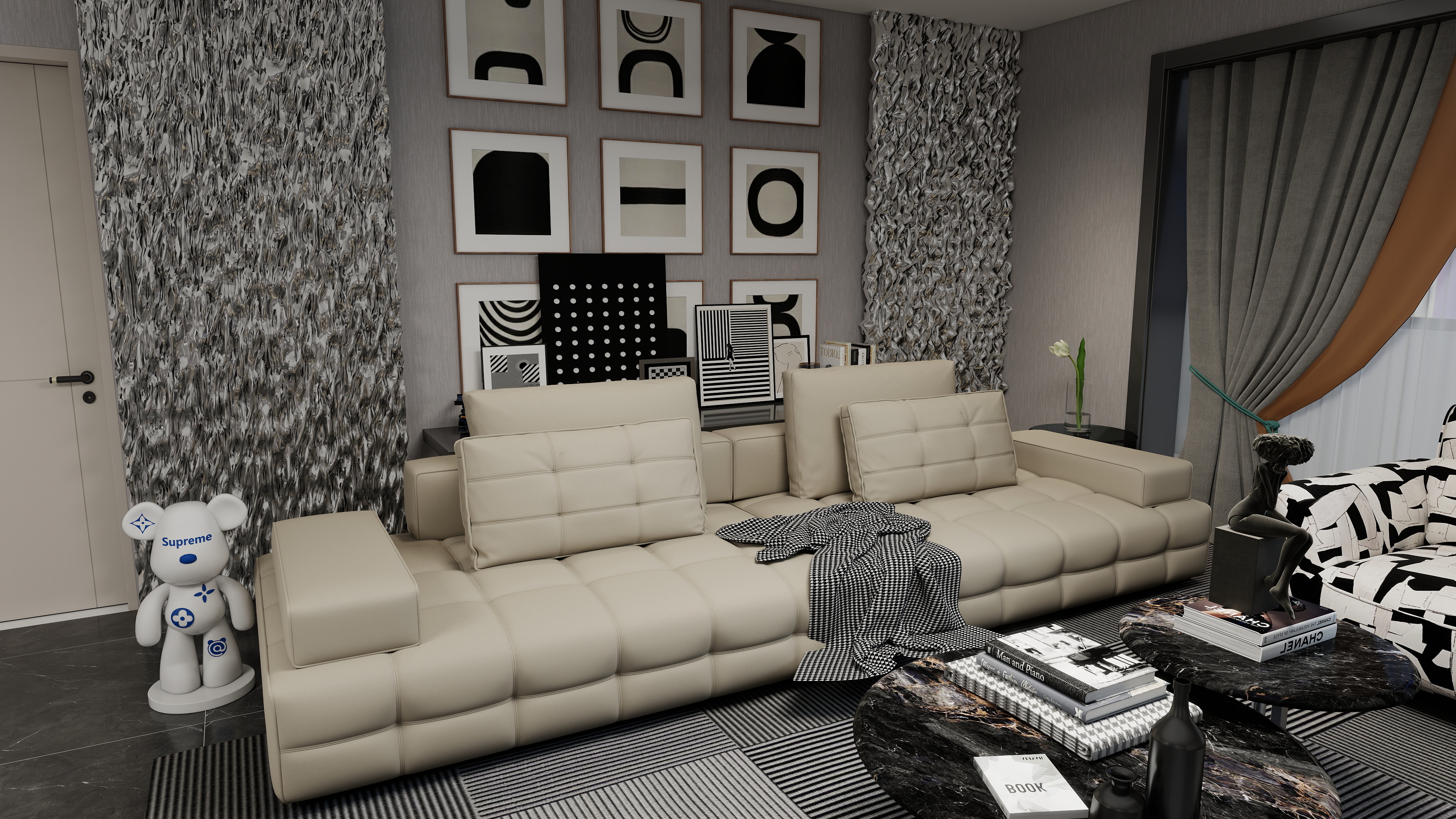 鲁莱州市任-碧桂园东城时代132㎡4室灰系-装修设计方案