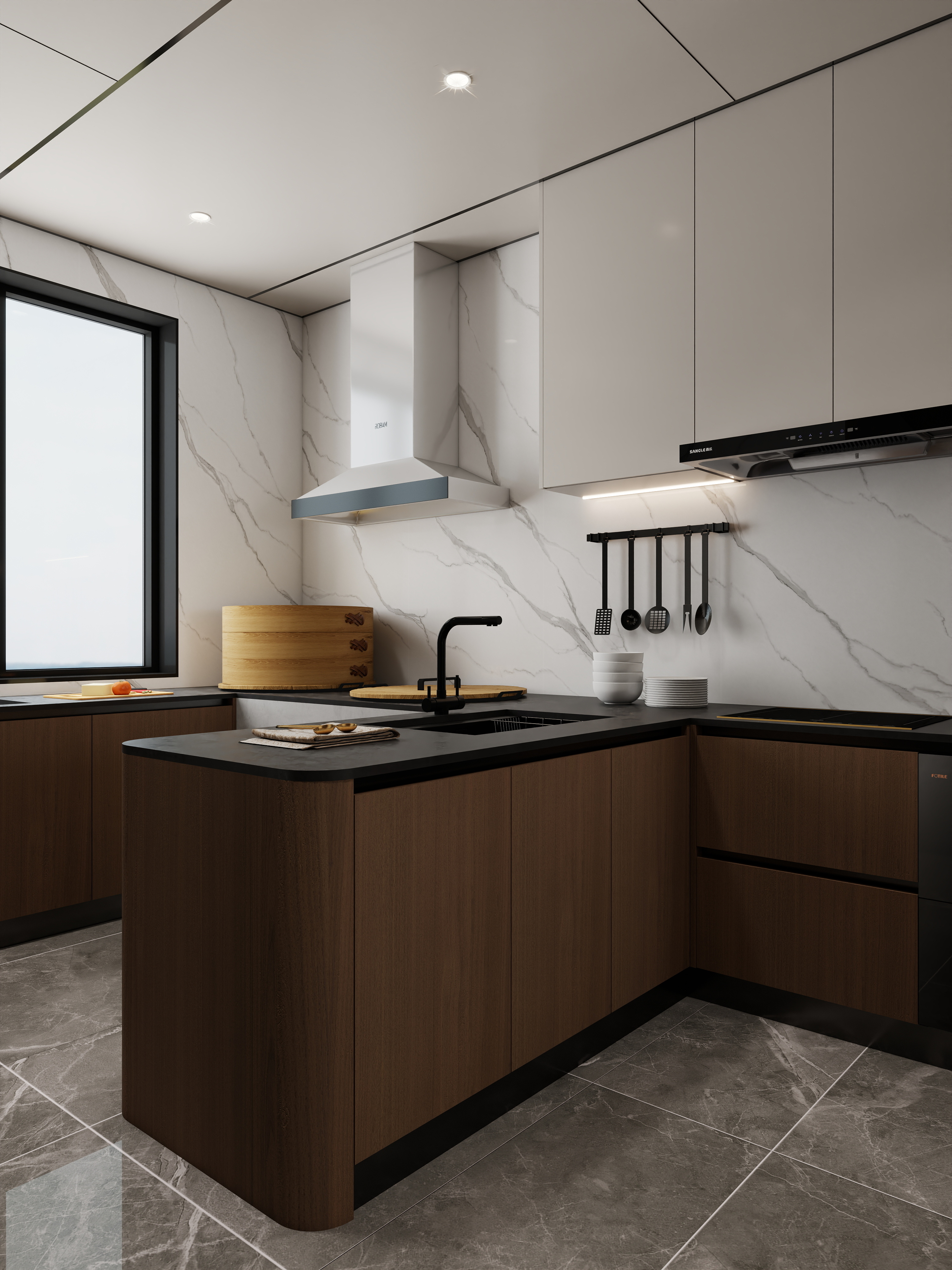 孙有权-『簪星曳月』510平丨新中式+现代简约挑空别墅装修效果图