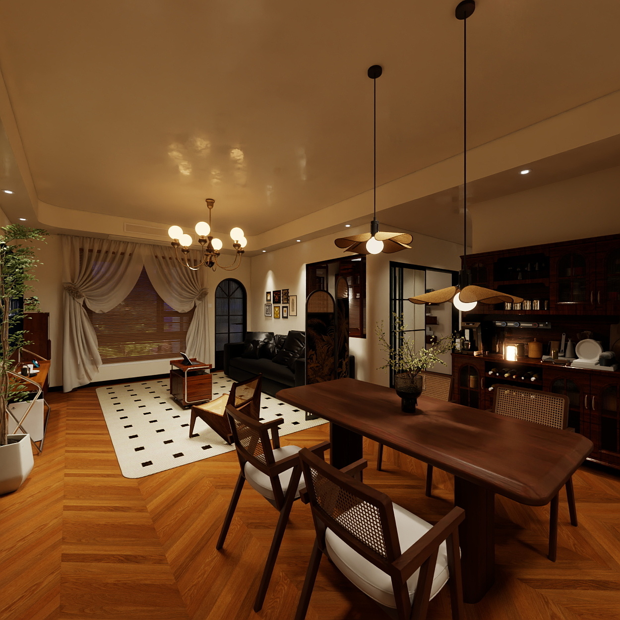 大鱼的家-法式中古风110㎡3室装修效果图