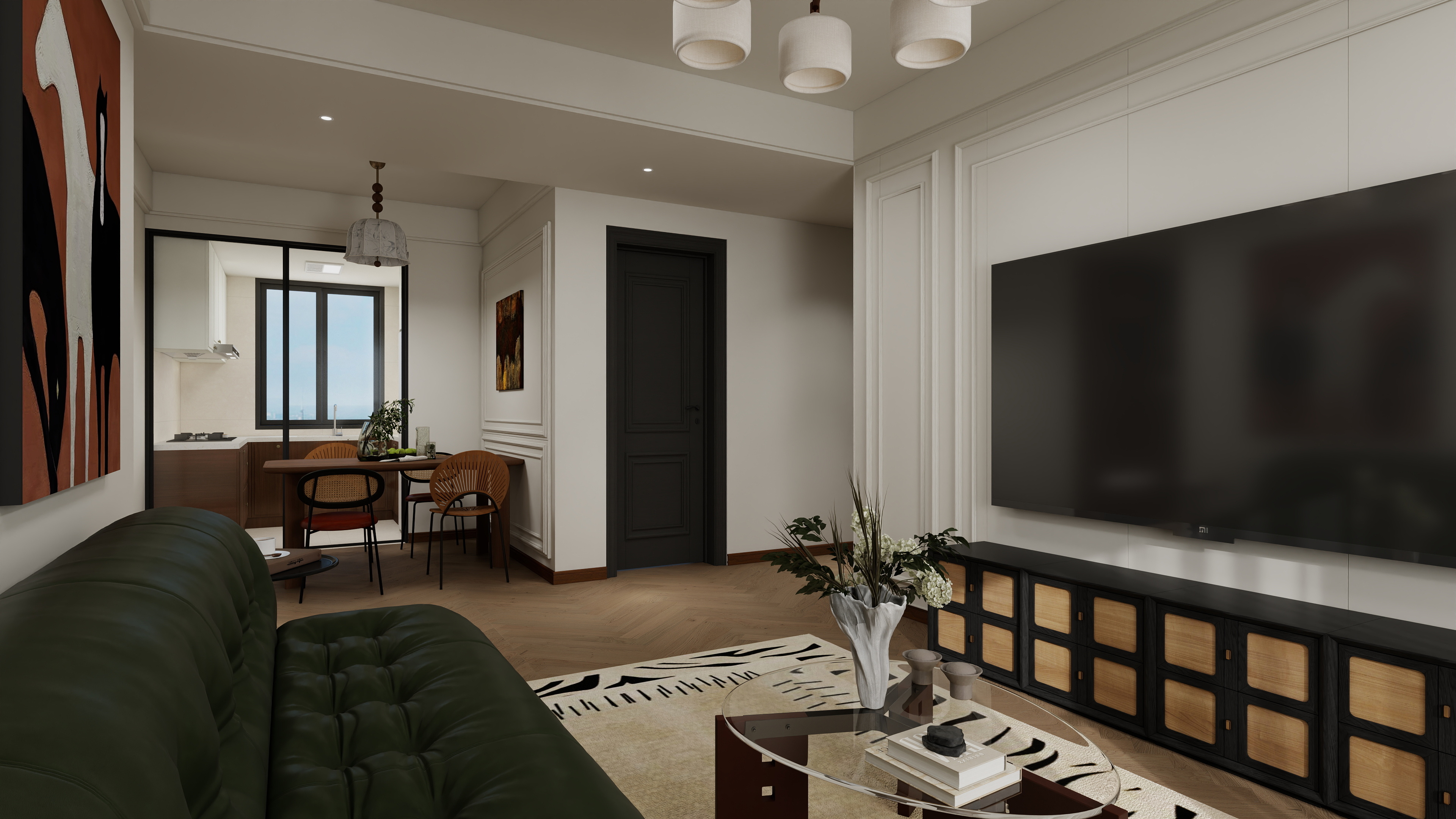 STARS星空设计-玫瑰园复古风81㎡2室装修效果图