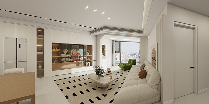 理想君-文德湖屿树奶油满墙柜-装修设计方案