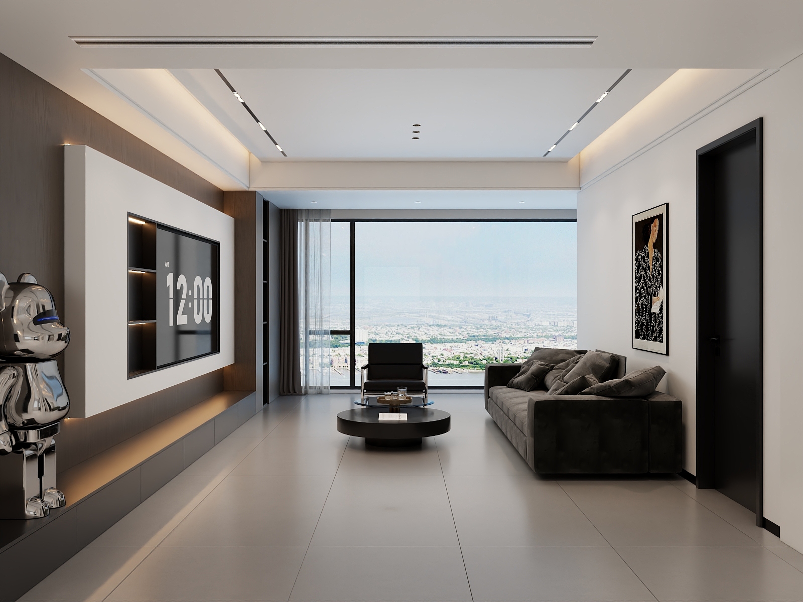 吴爽-【风景】—126m²黑白灰风格-装修设计方案