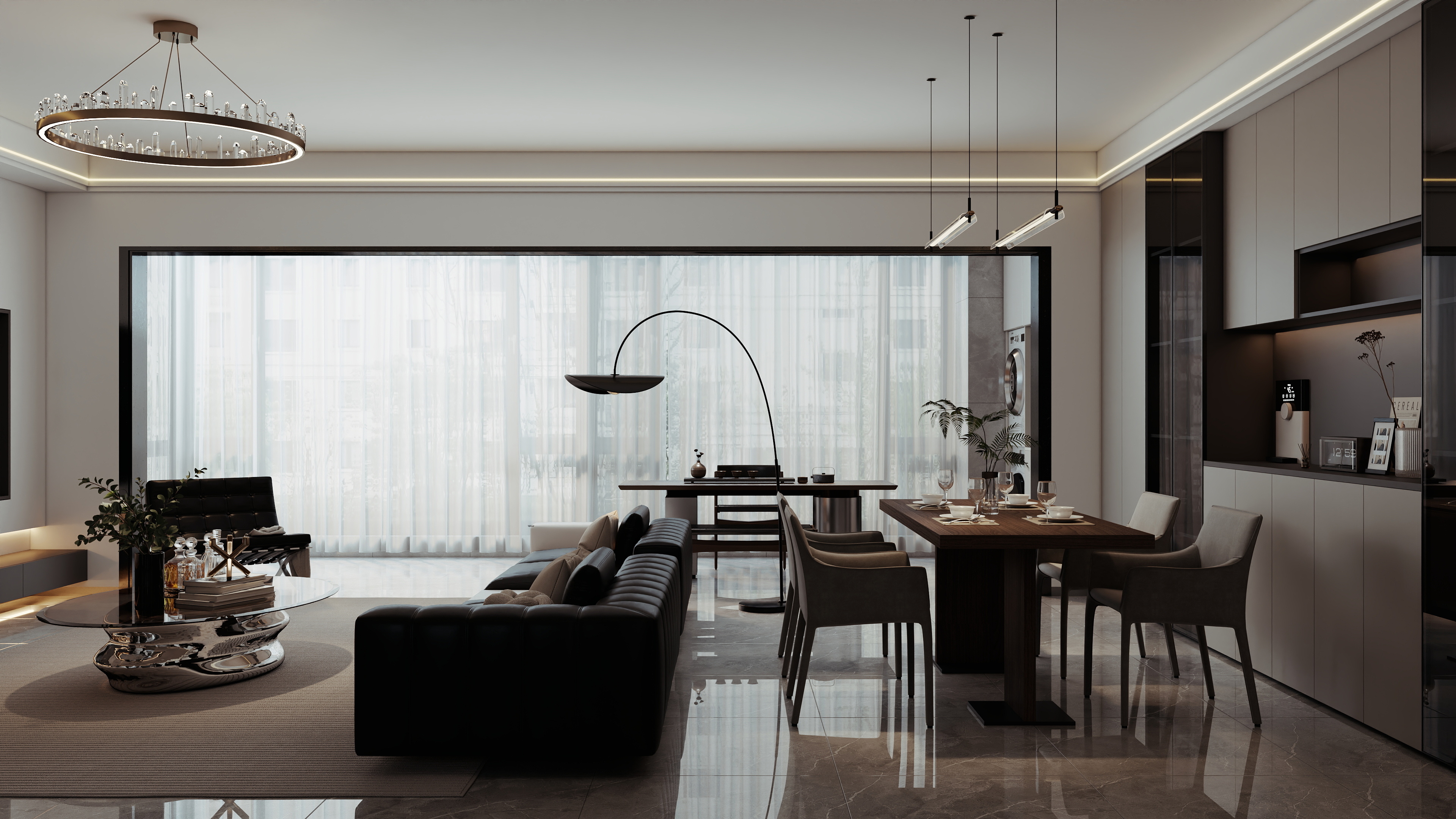 倾城私人定制-160平黑白灰方案-装修设计方案