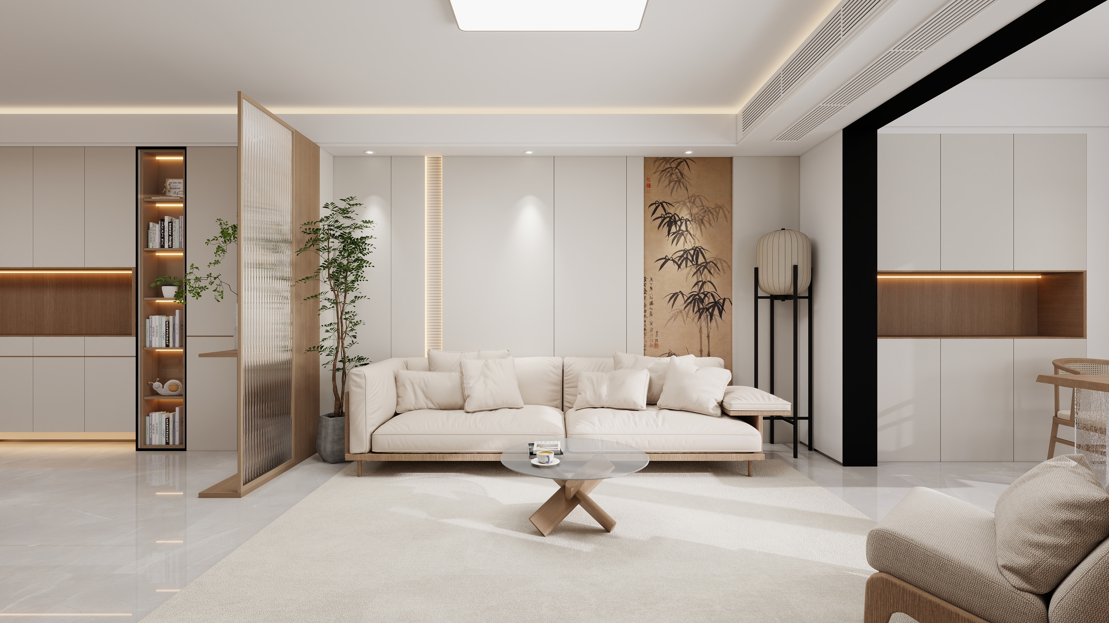 设计师丨胡月平-新中式128㎡3室装修效果图