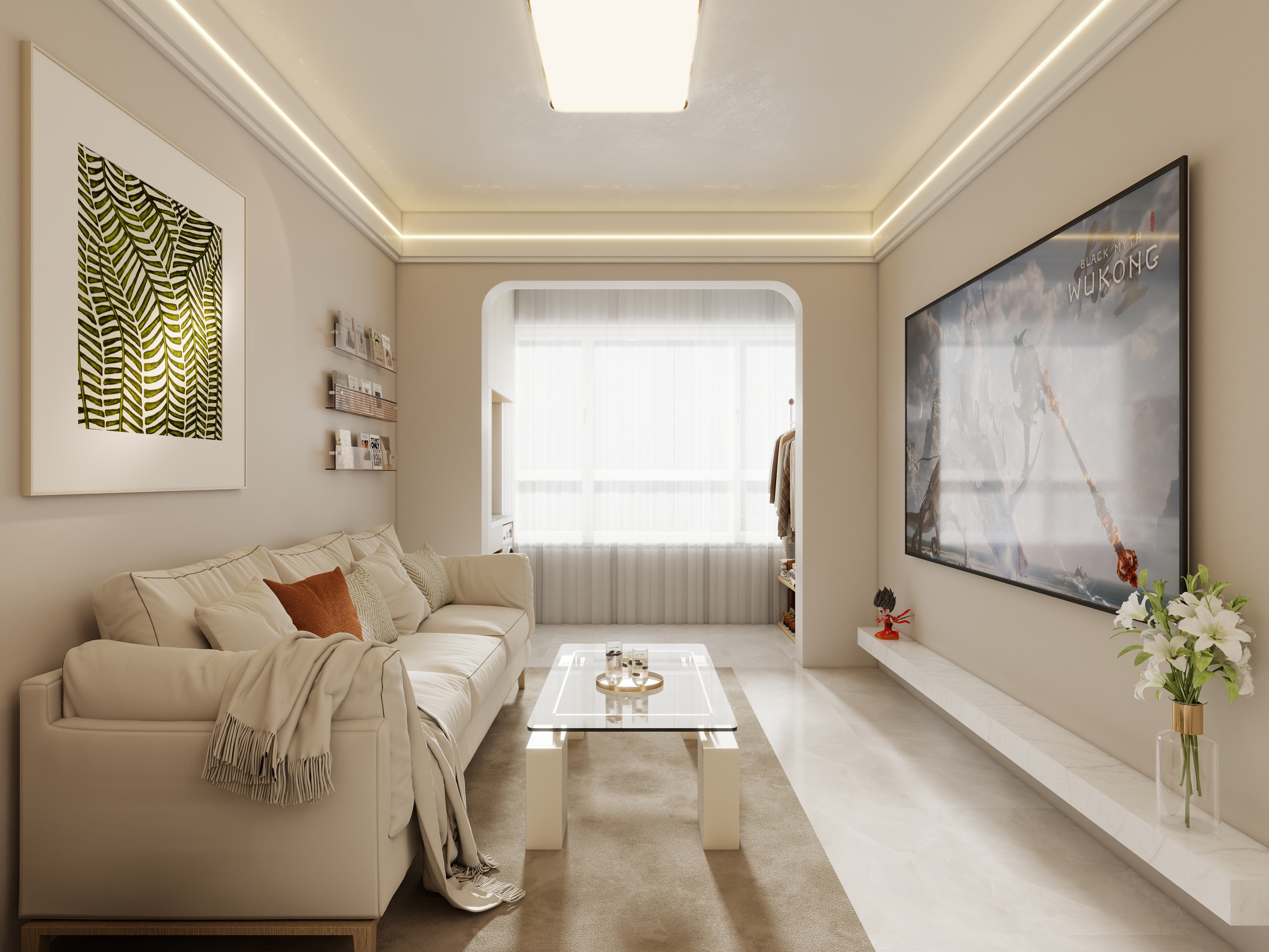 壹诺设计工作室-65㎡2室-奶油风 装修效果图