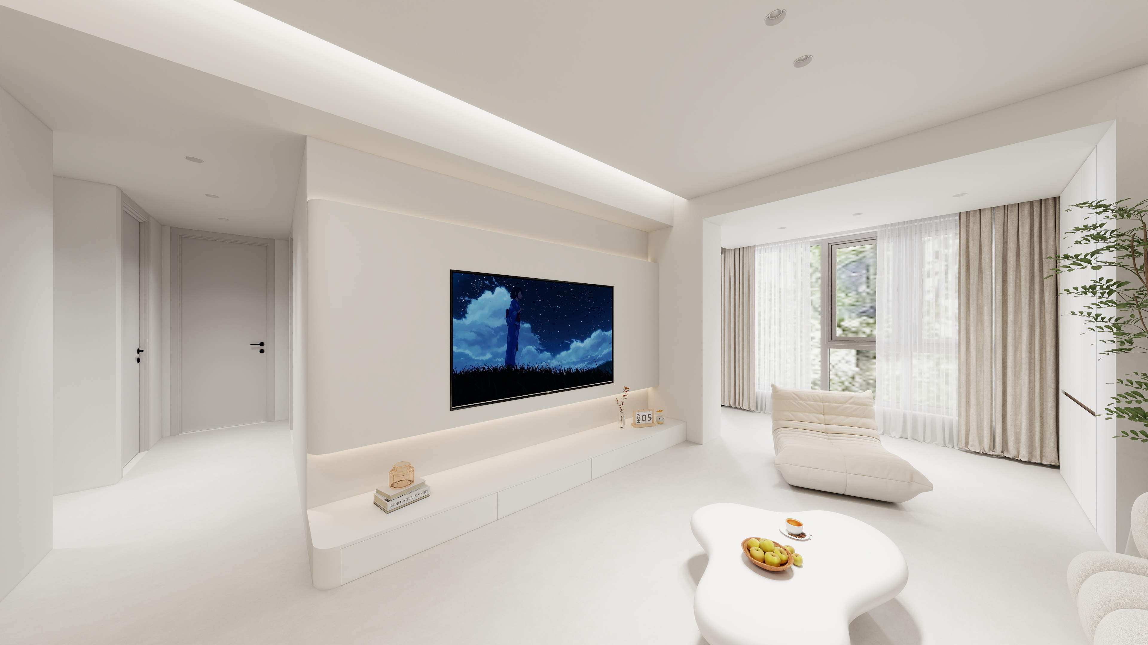 盛木居装饰丶王强-保利融创和光尘樾营销中心111㎡3室装修效果图