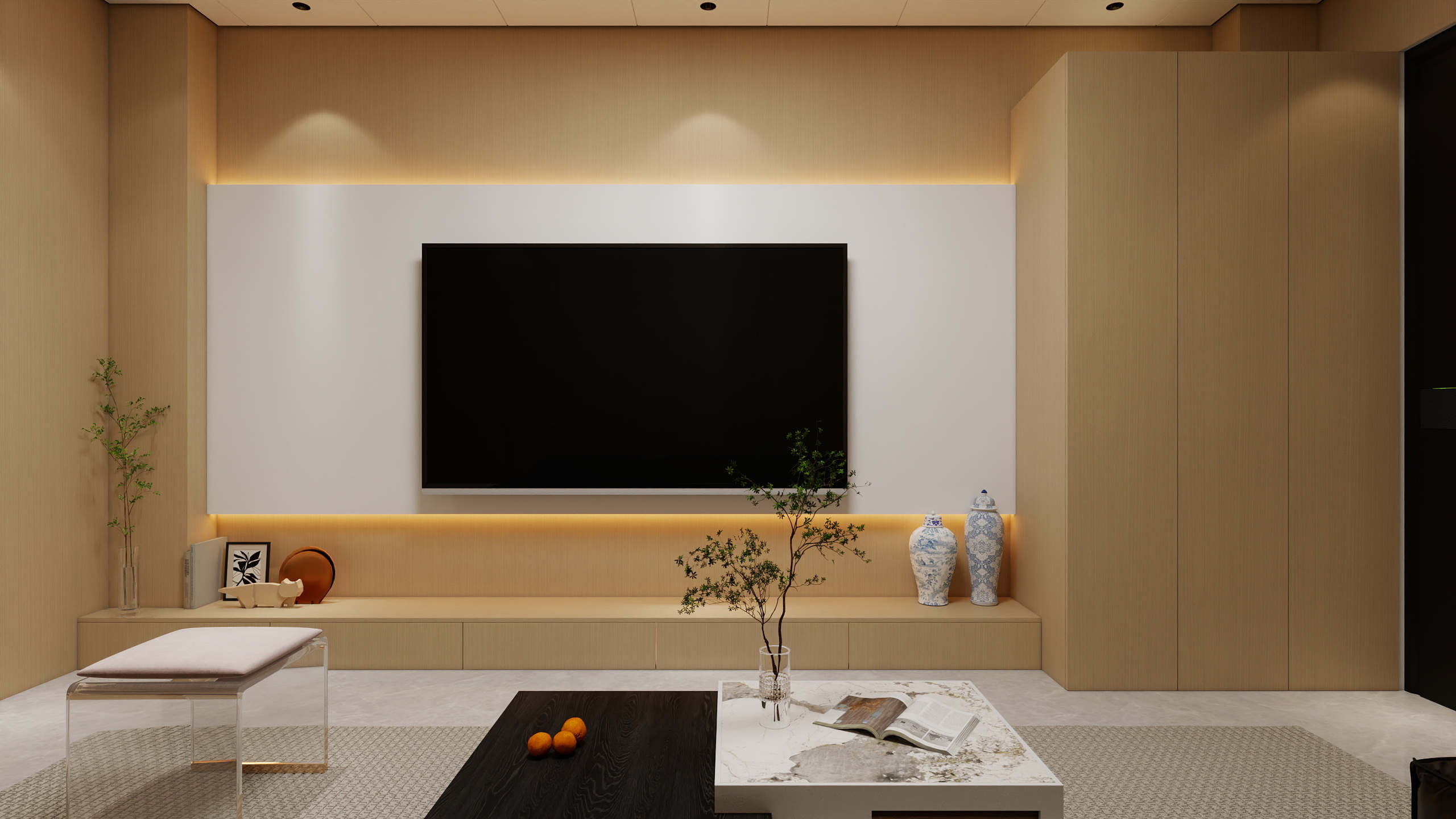 李青越-86方茶室加卧室装修效果图