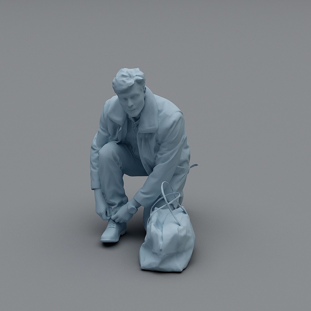 成人男蹲姿73D模型