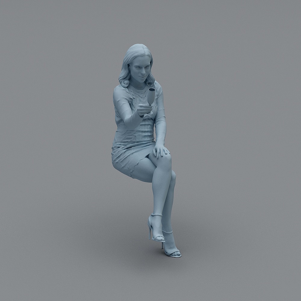 女坐姿43D模型