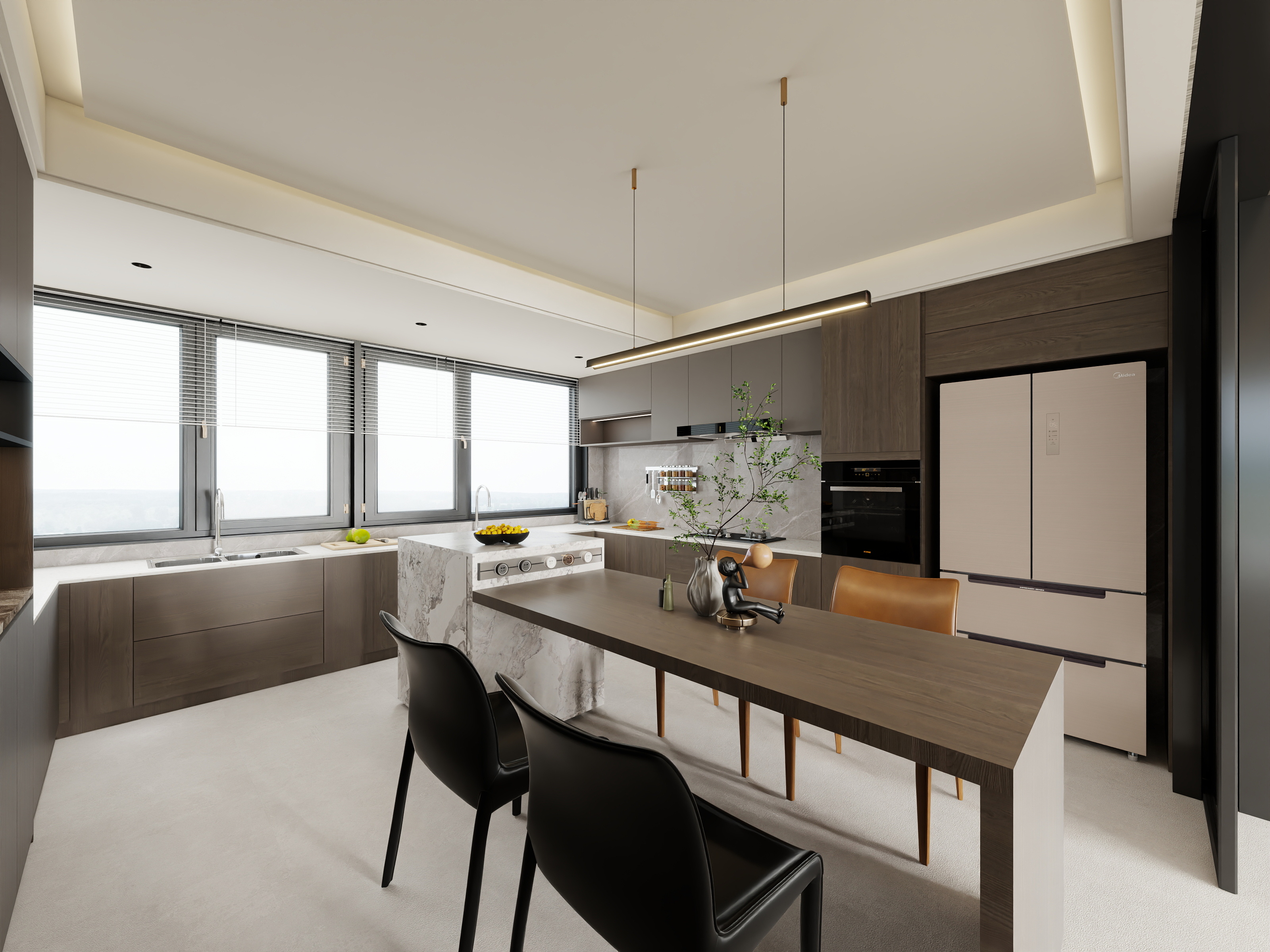 千景室内设计工作室-现代意式大平层装修效果图