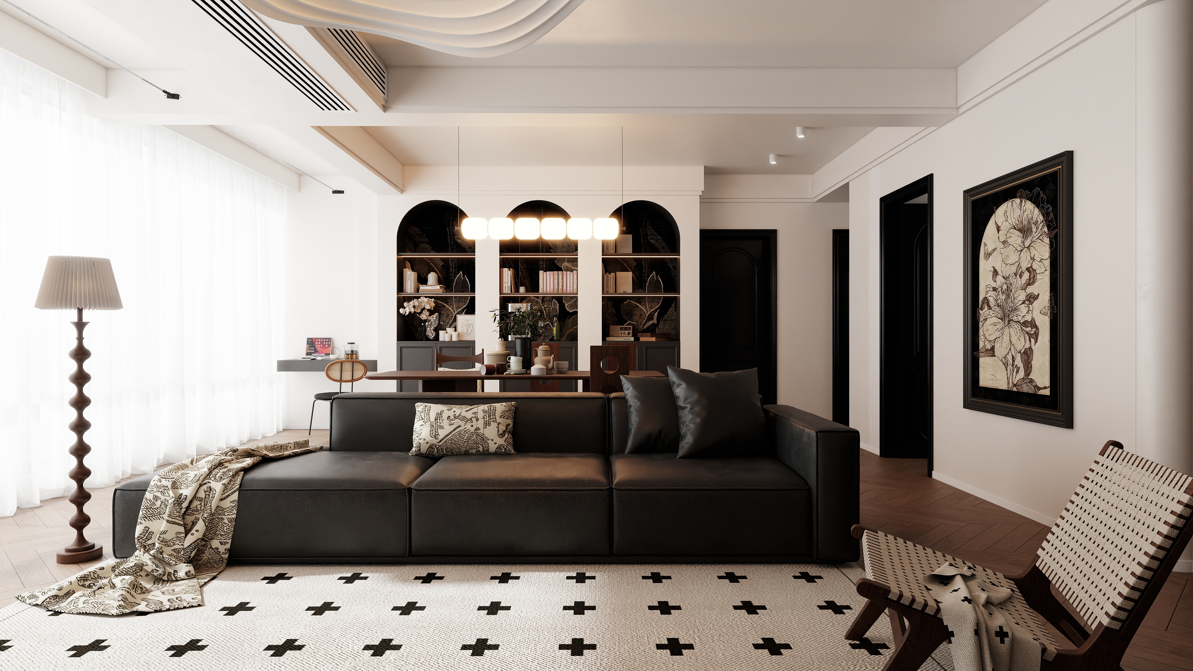 一墨行空-浅水半岛14-402中古法式-装修设计方案