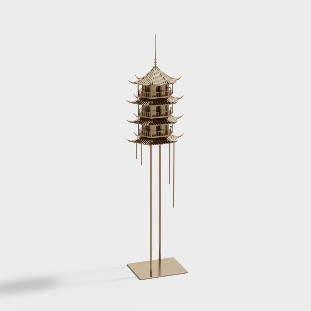 现代室内古建筑雕塑摆件