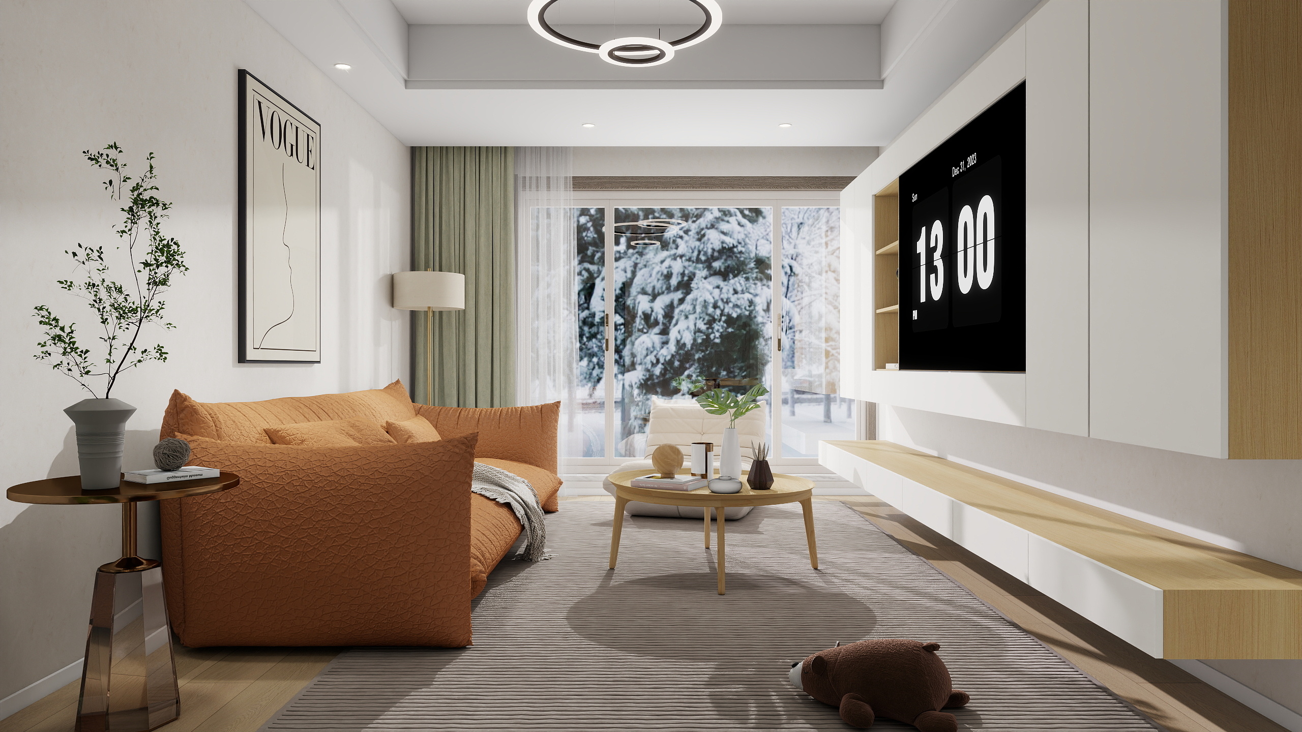 李林-原木88㎡3室装修效果图