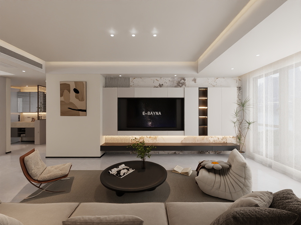 设计师千可-江西上饶：现代黑白灰风格设计，三房二厅T-装修设计方案