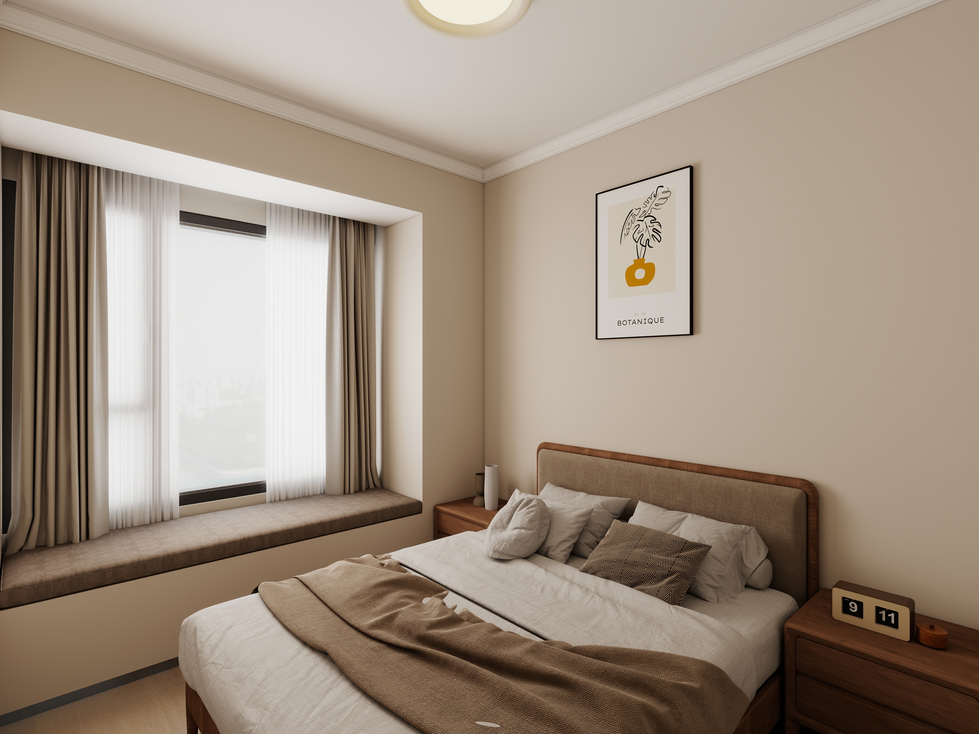 杨大菇凉-现代原木风85平三居室装修效果图