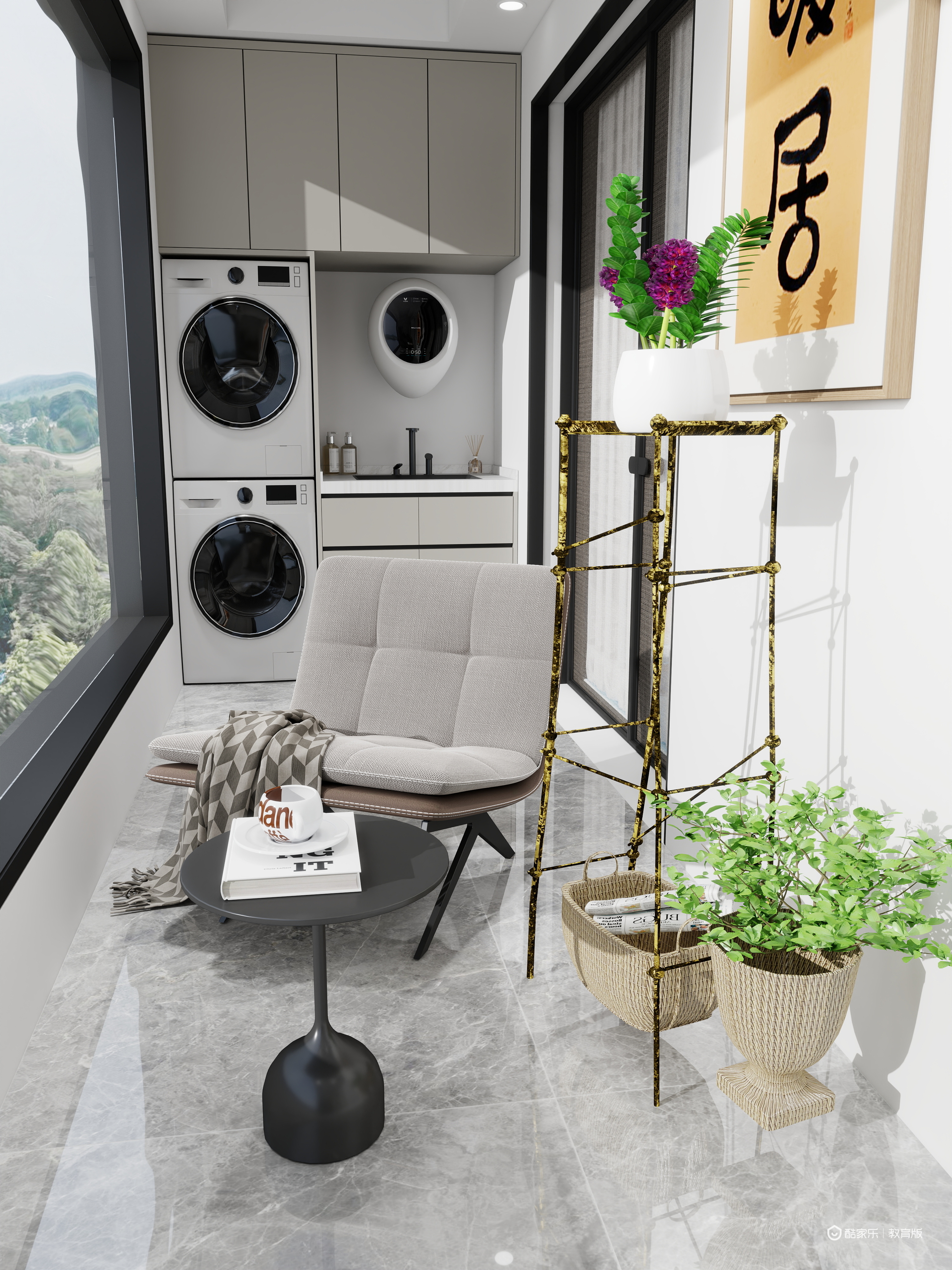 罗星莉-四川现代职业学院-罗星莉一层阳台装修效果图第3张