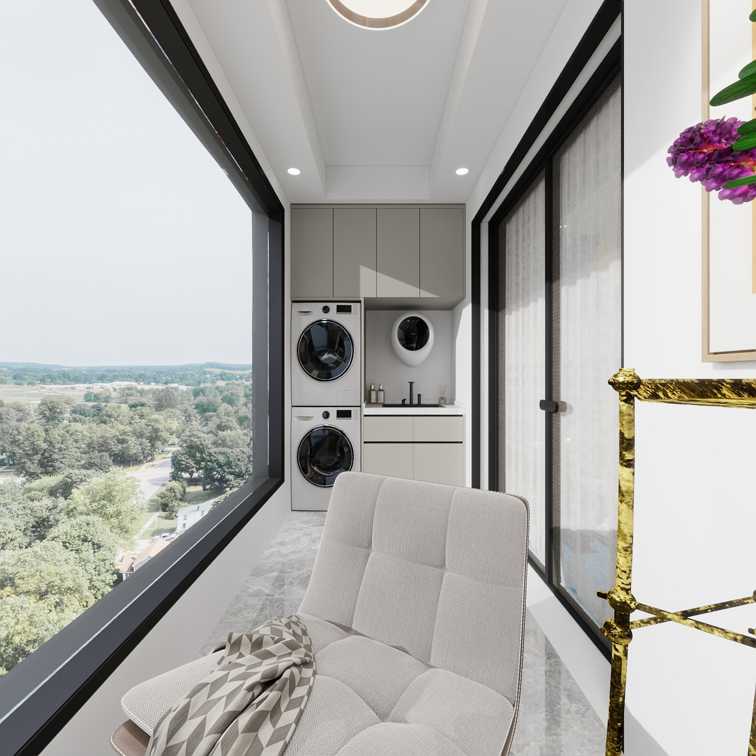 罗星莉-四川现代职业学院-罗星莉一层阳台装修效果图第4张