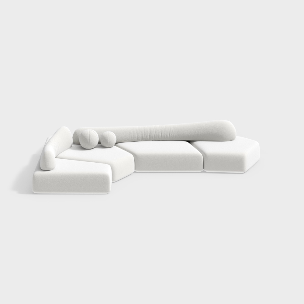 现代奶油风沙发3D模型