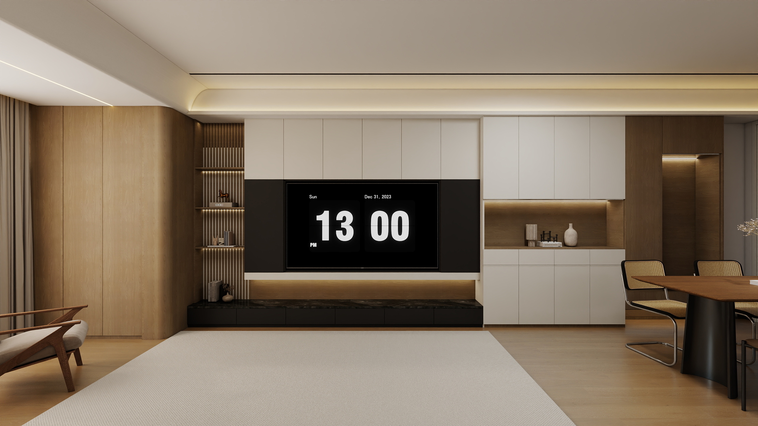 杨大菇凉-现代原木风85平三居室装修效果图