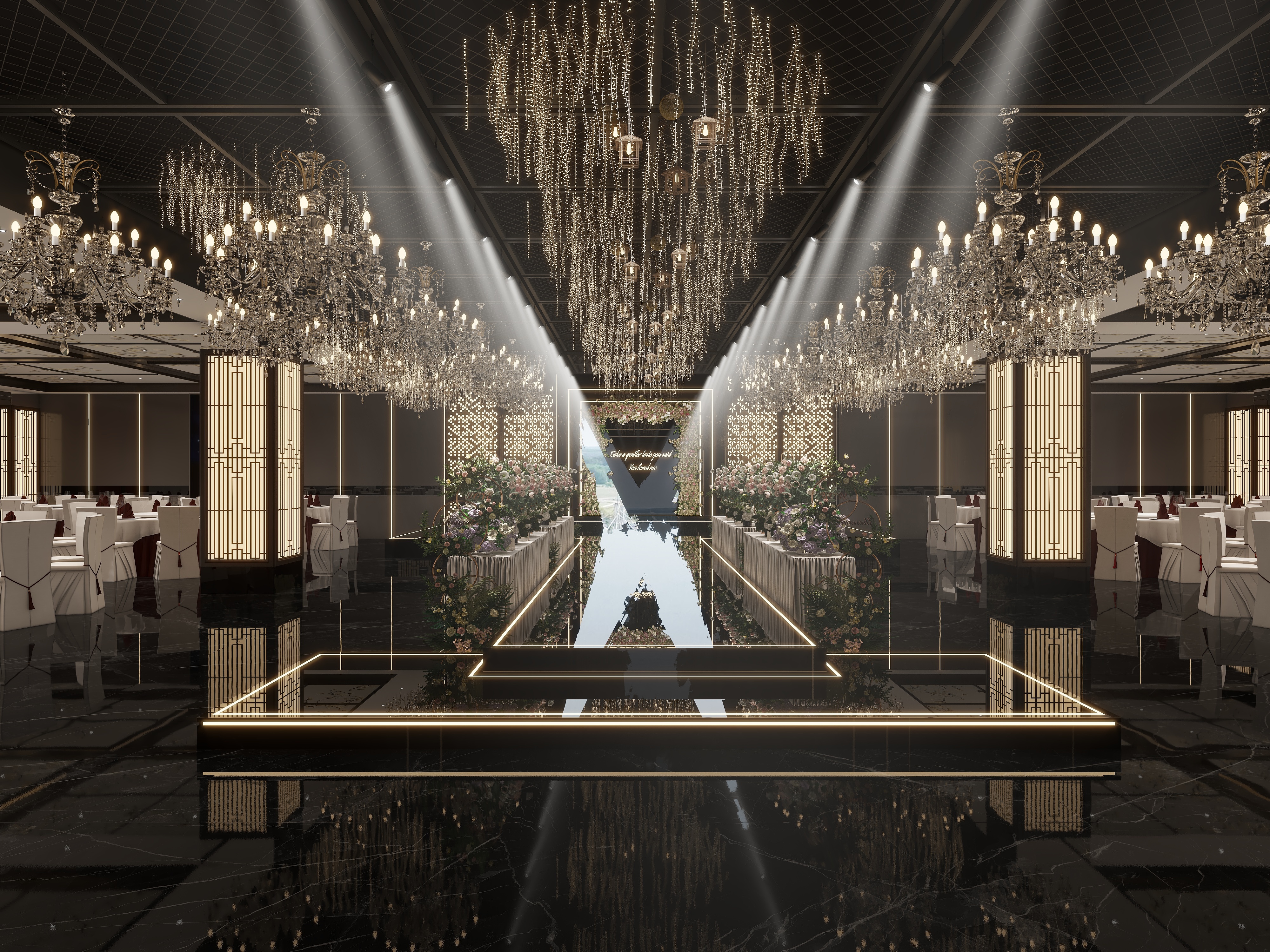 王京广-简A设计    婚宴大厅全景装修效果图