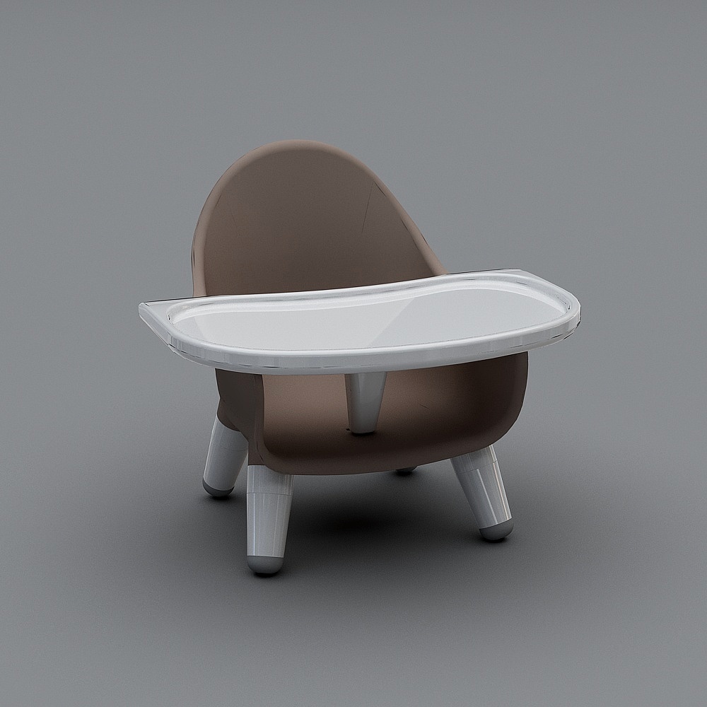 13cm巧克力色喂养椅3D模型