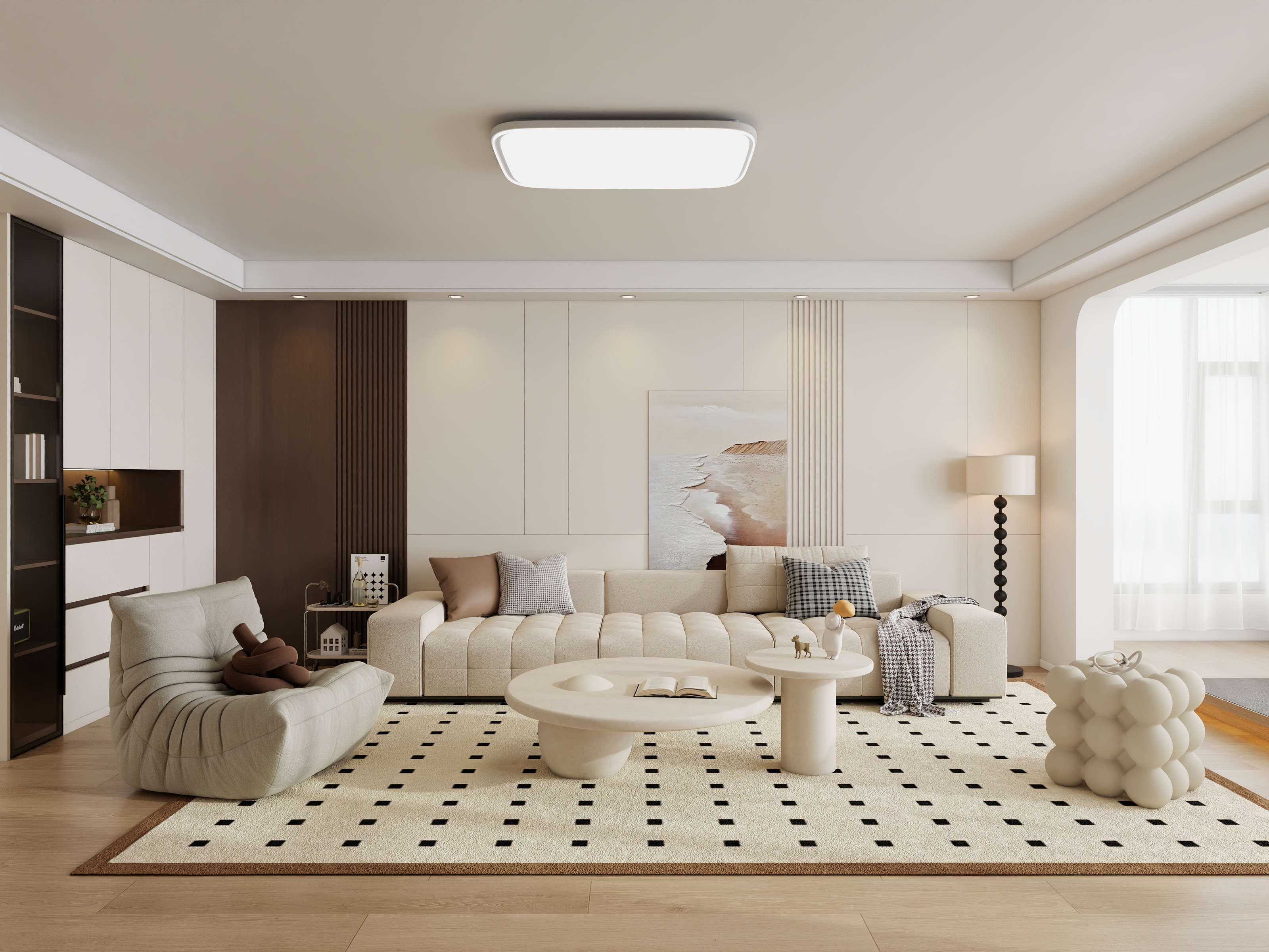 设计师杨杨yy-愿景157平B1-3-3现代中古奶油风-改-装修设计方案