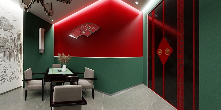 FC蜂巢设计整装-双龙中式餐厅-装修设计方案