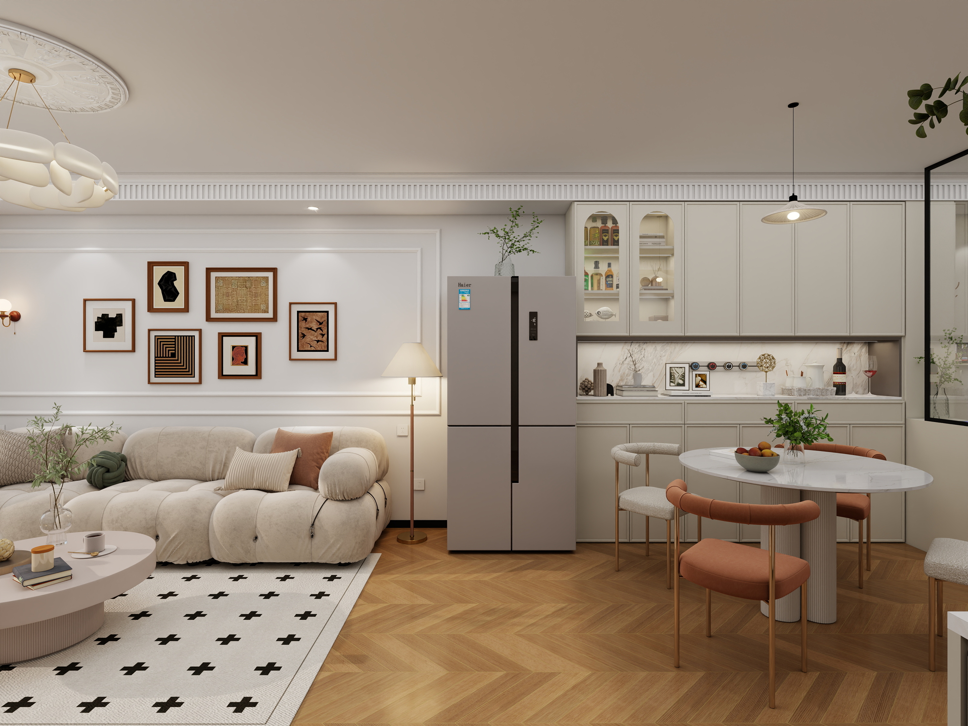 杨昆-110平三居一卫东户轻法式-装修设计方案