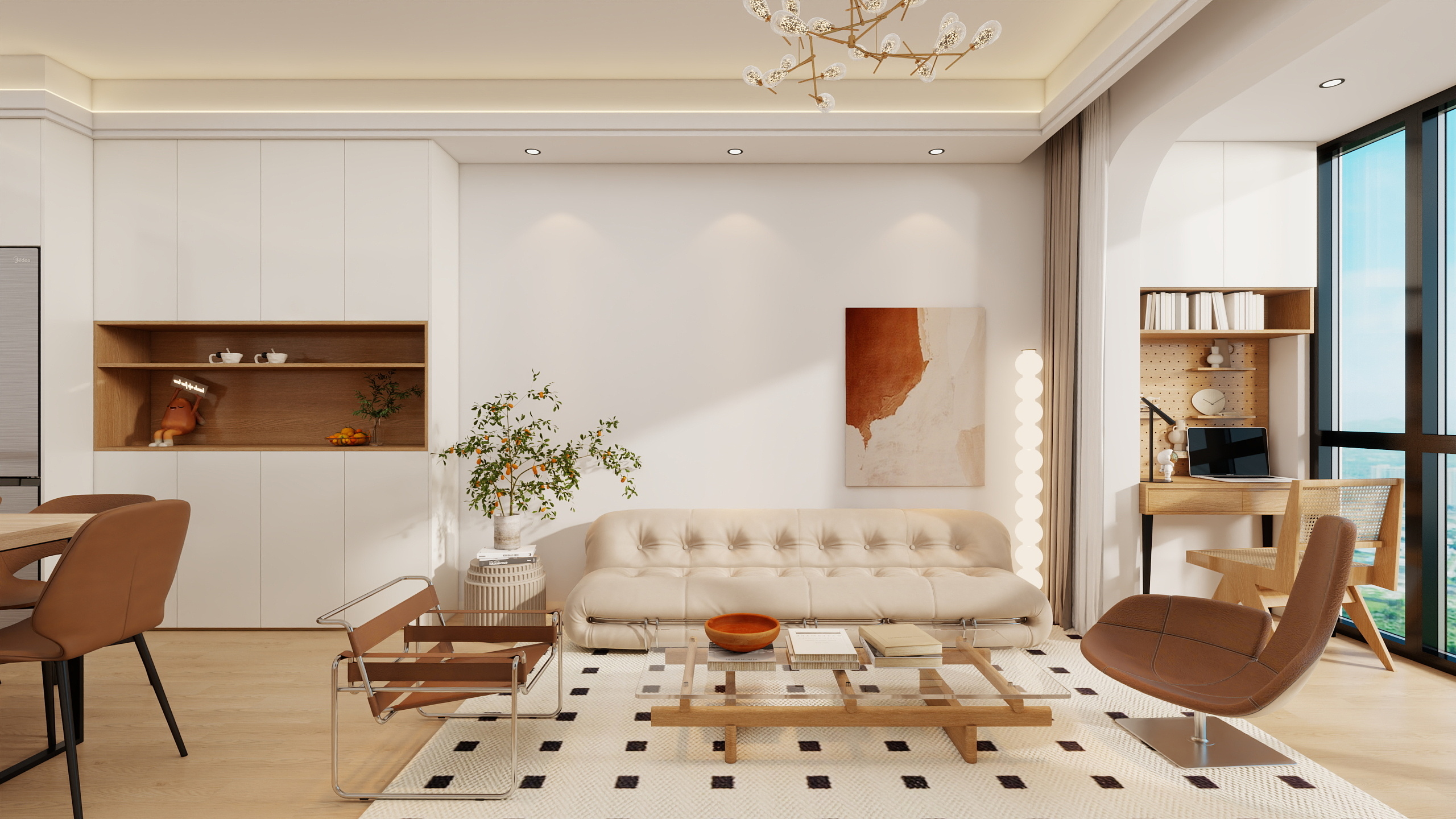 果乐设计-74方原木风格三居室装修效果图