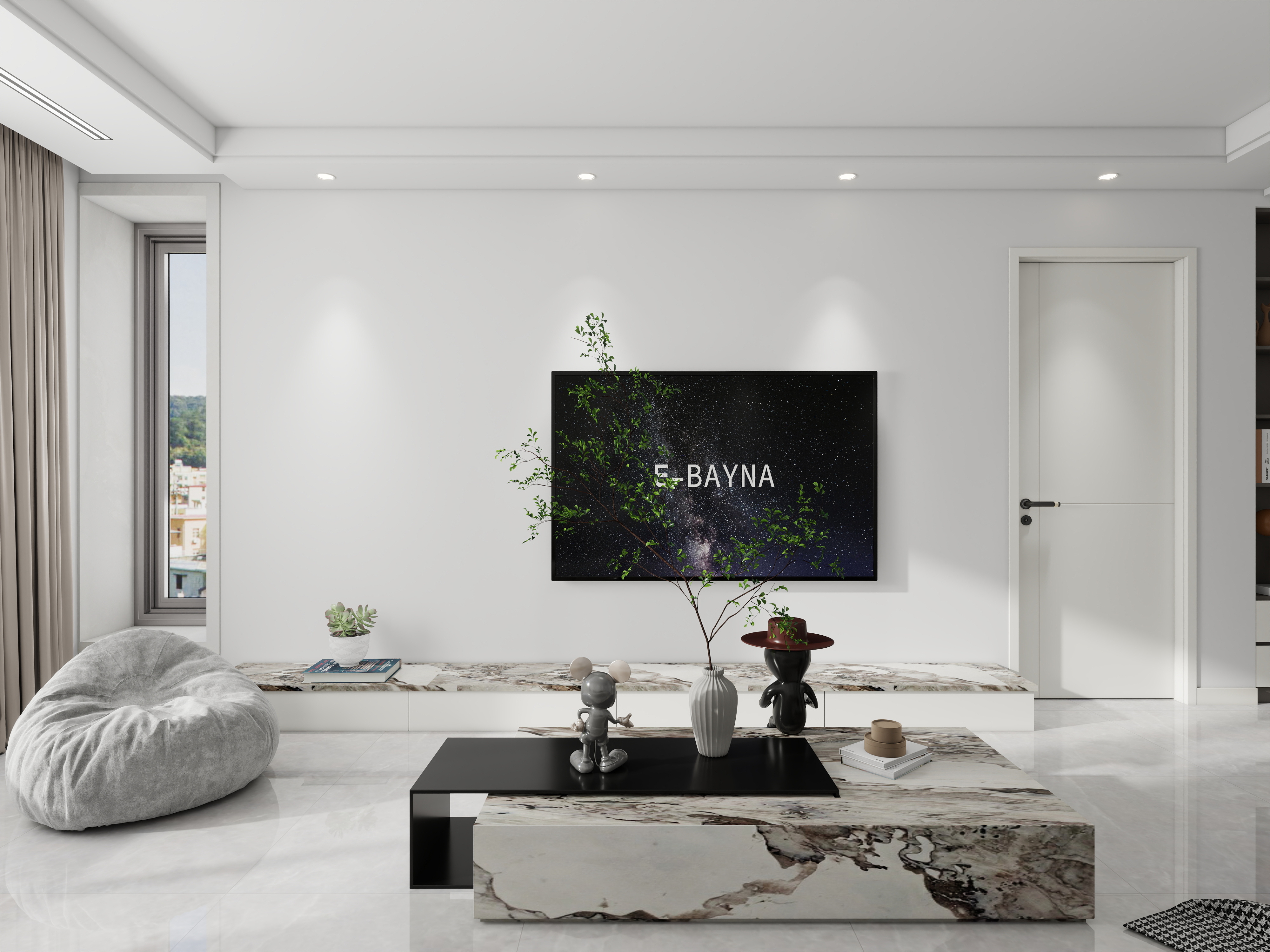 设计师石宏月-旧房改造现代黑白灰85平2室2厅1厨1卫-装修设计方案