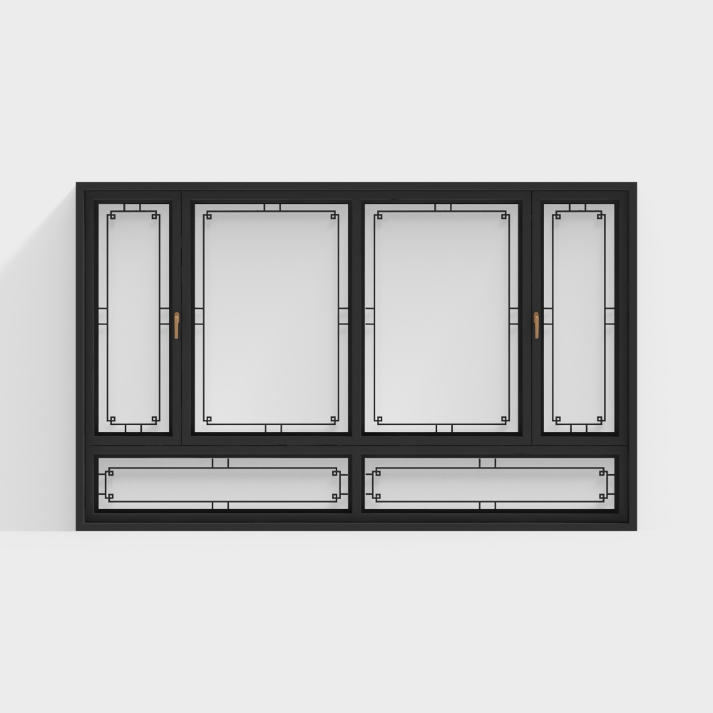 现代黑色窗户173D模型