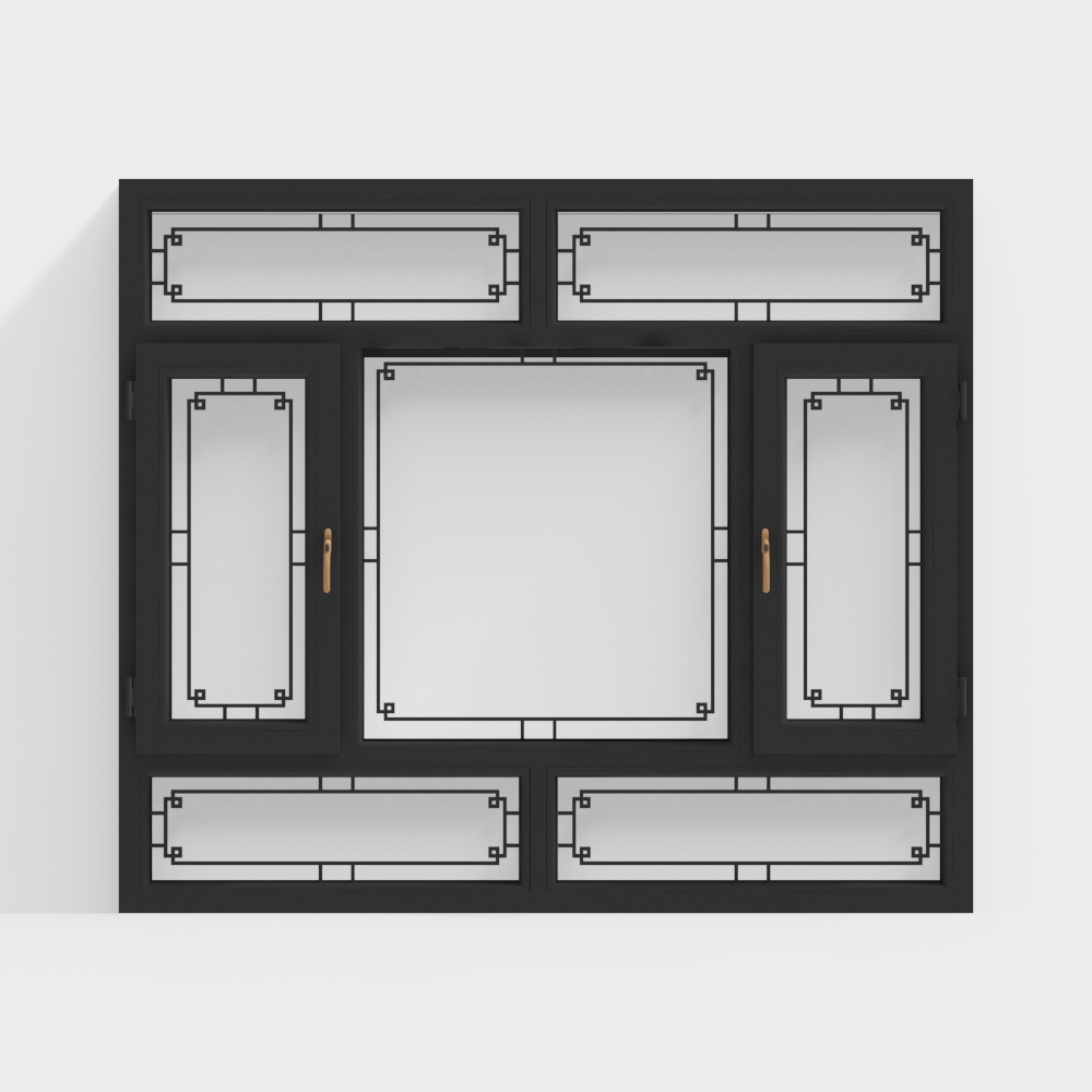 现代黑色窗户133D模型