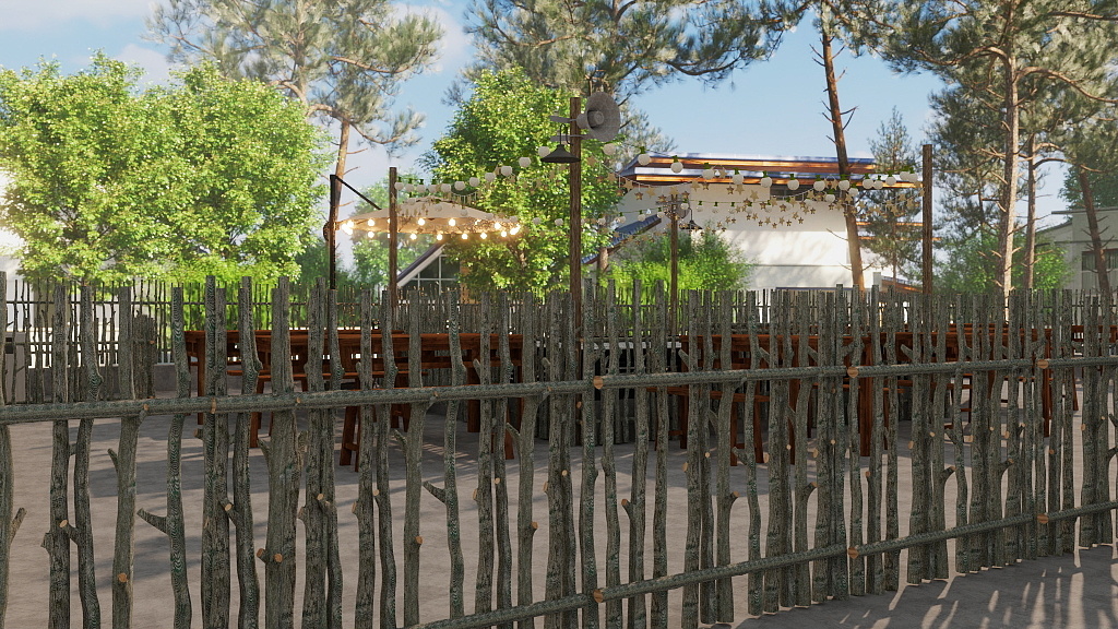 青溪设计-烧烤店2F-露台-装修设计方案