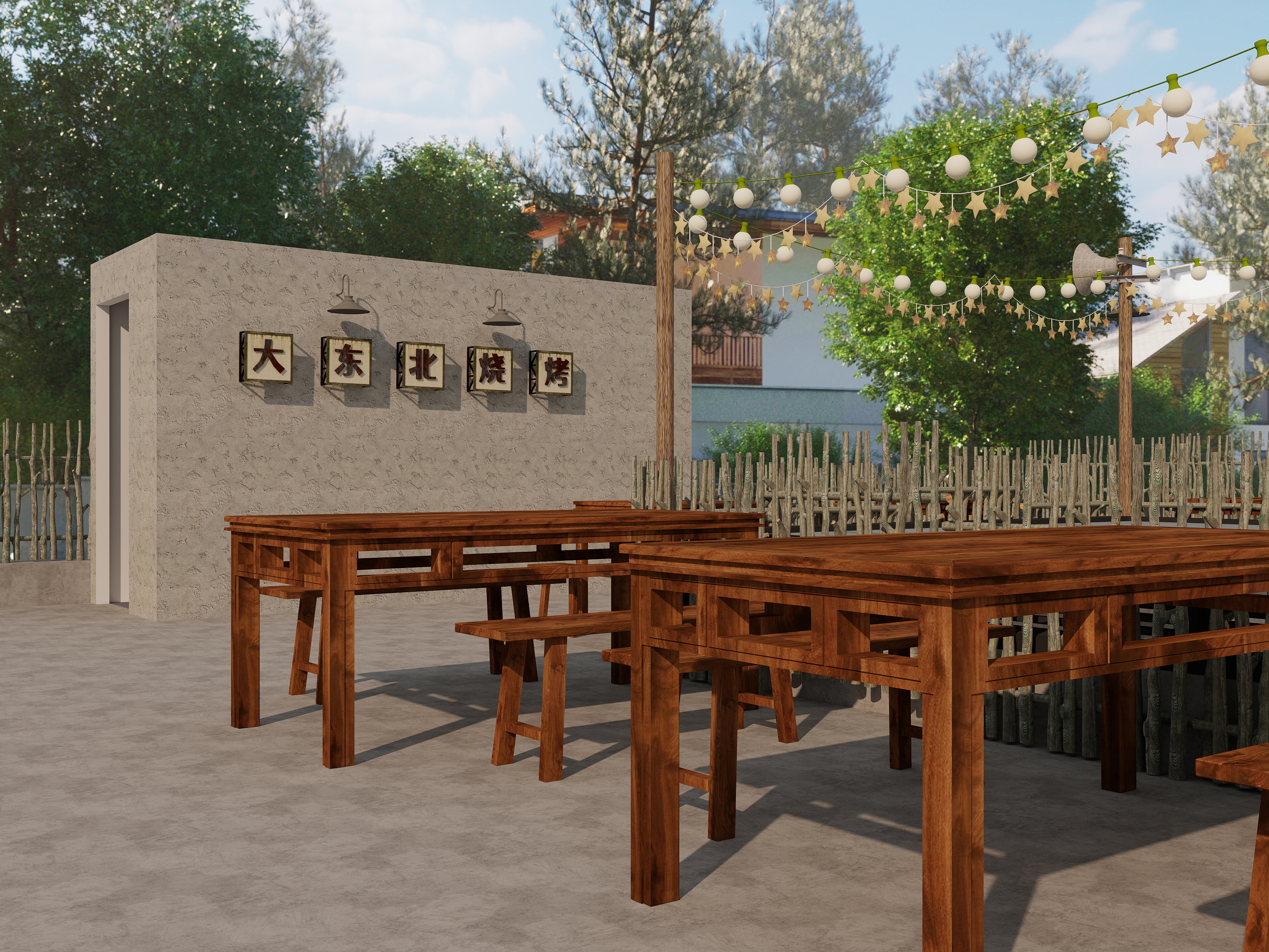 青溪设计-烧烤店2F-露台-装修设计方案