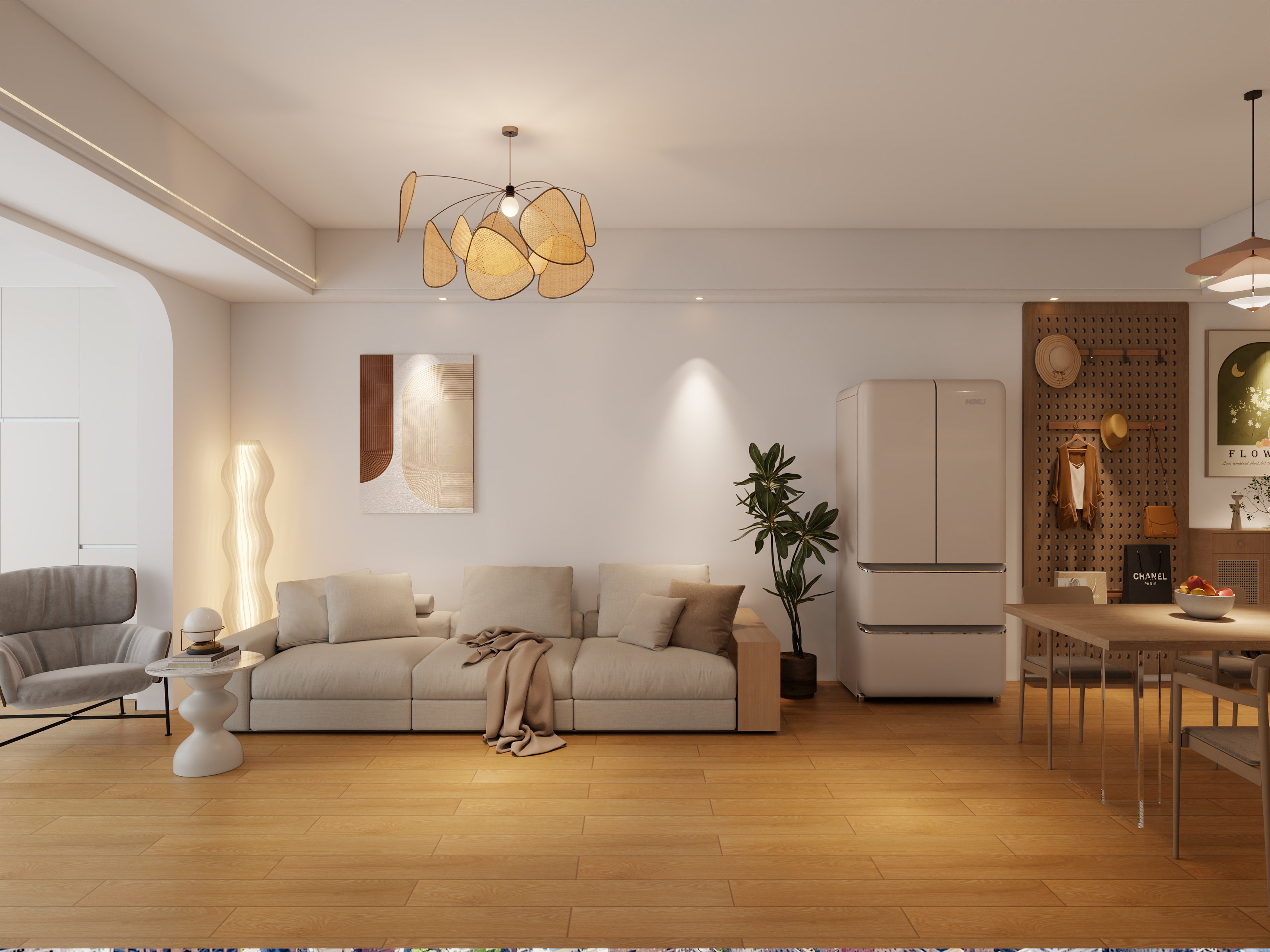 设计师千可-现代风格-原木风三房两厅-装修设计方案