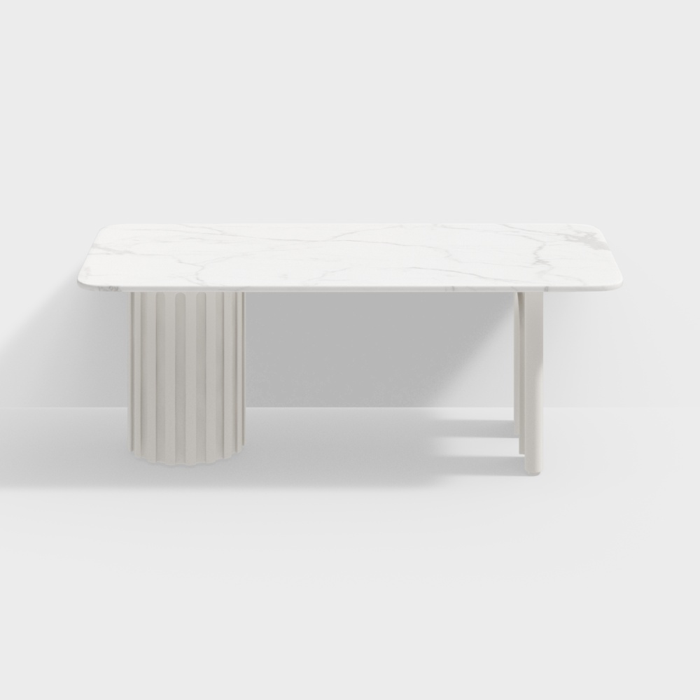 现代奶油风餐桌3D模型