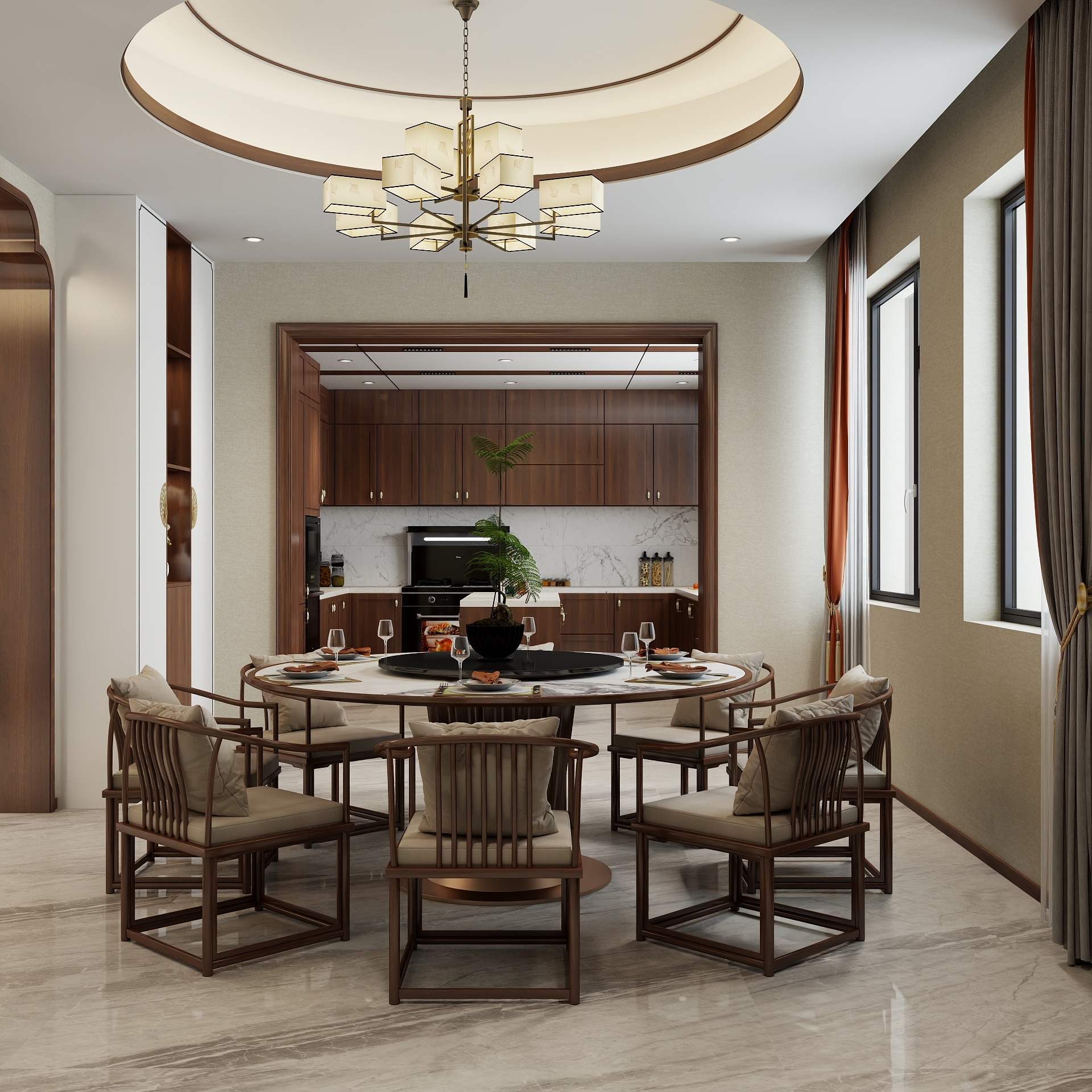 吴爽-509m²自建房新中式装修效果图