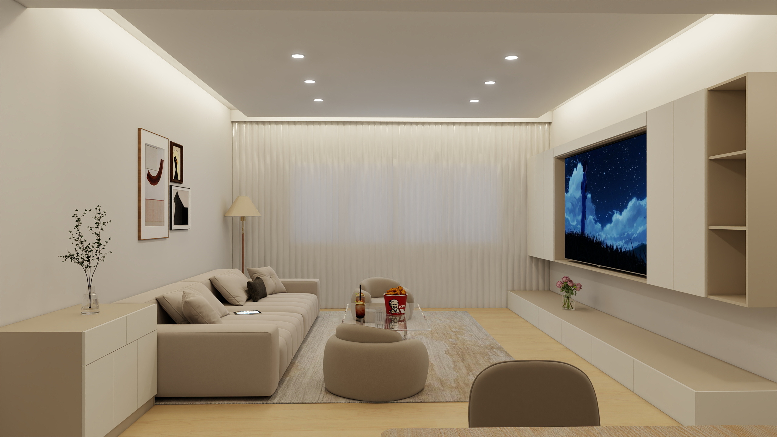 源空间SourceSpaces-奶油原木 中隆国际嘉熙中心142㎡3室-装修设计方案