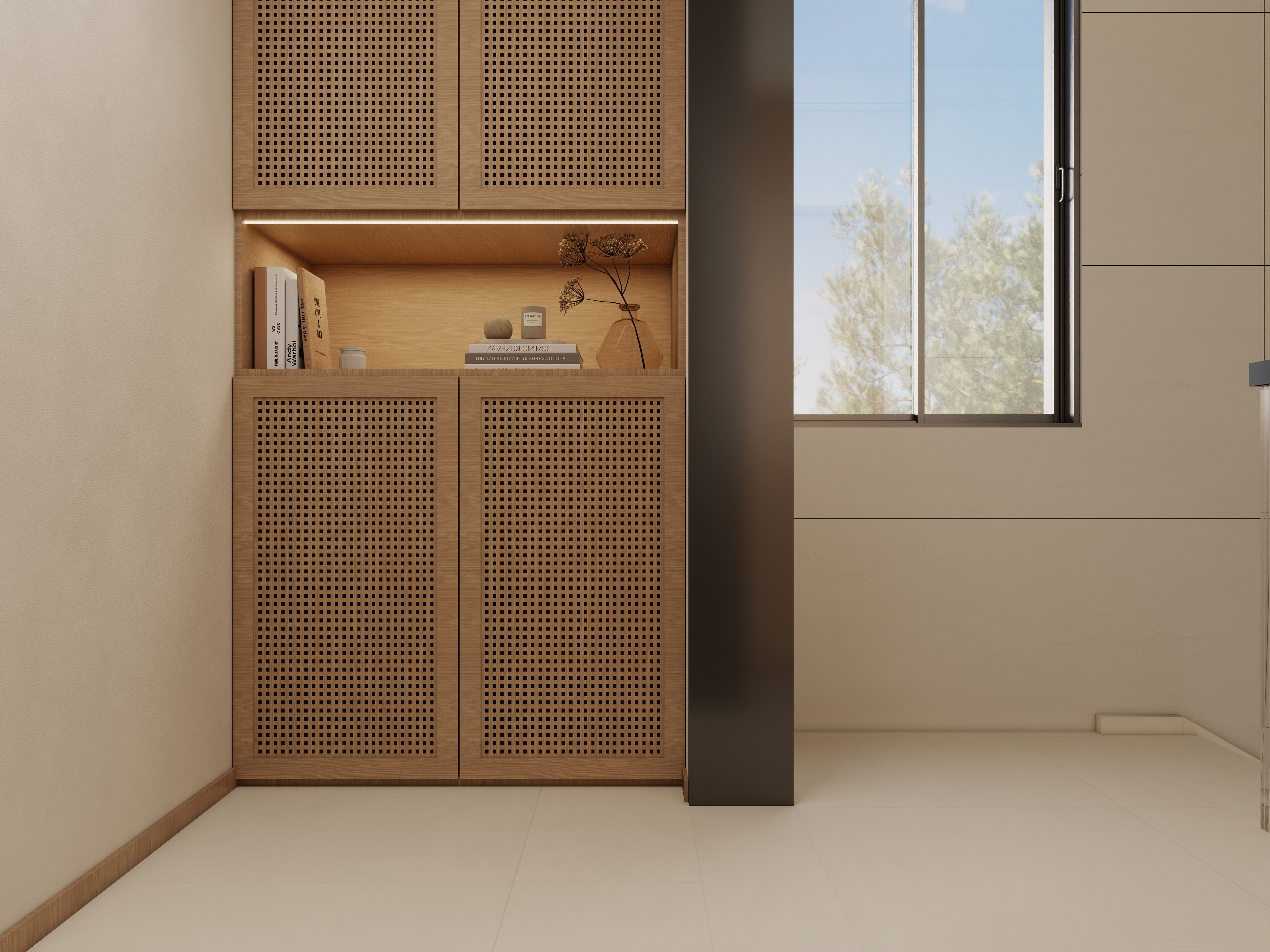 庄育霖-奶油原木风两层自建房带院装修效果图