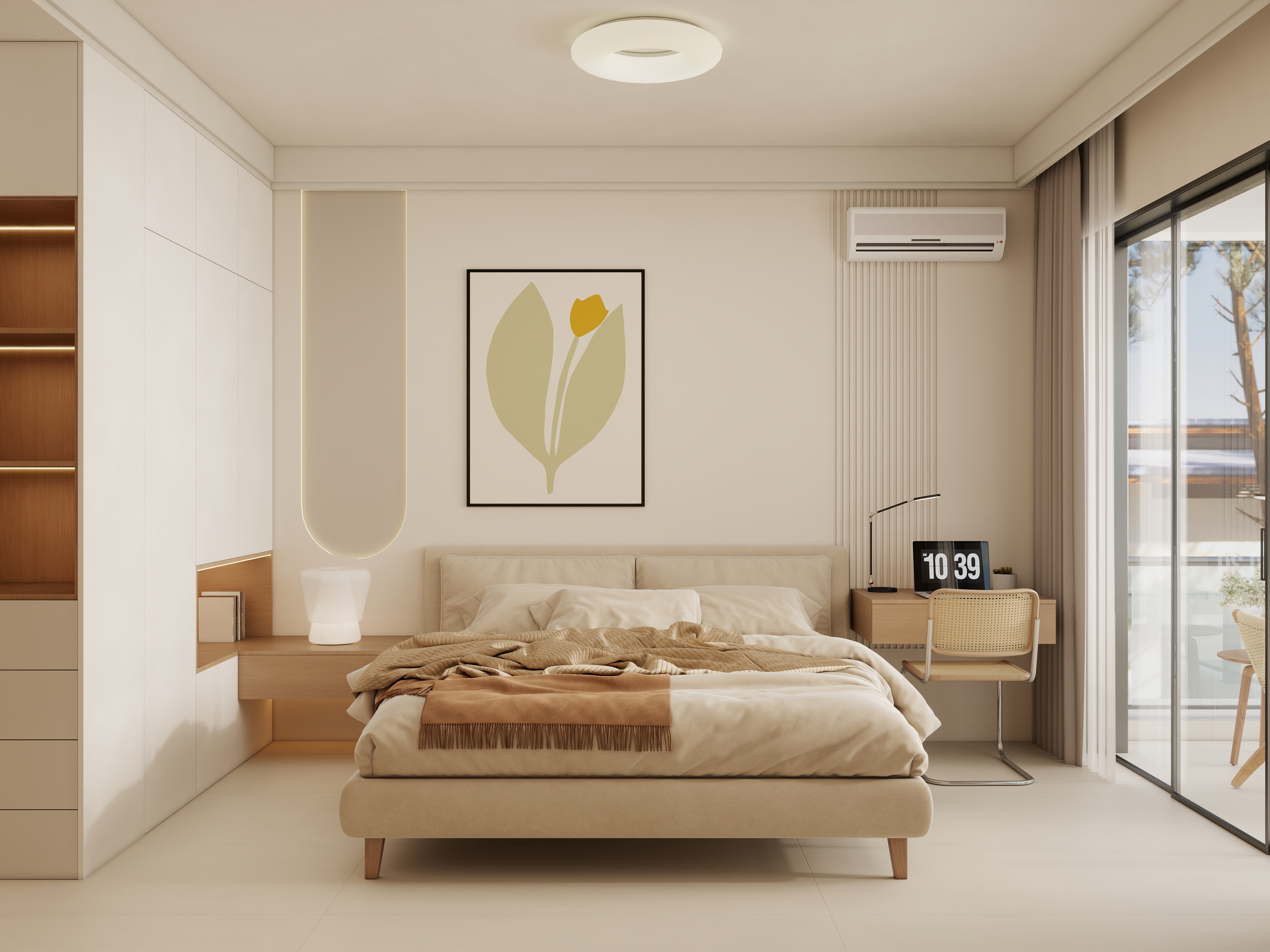 庄育霖-奶油原木风两层自建房带院装修效果图