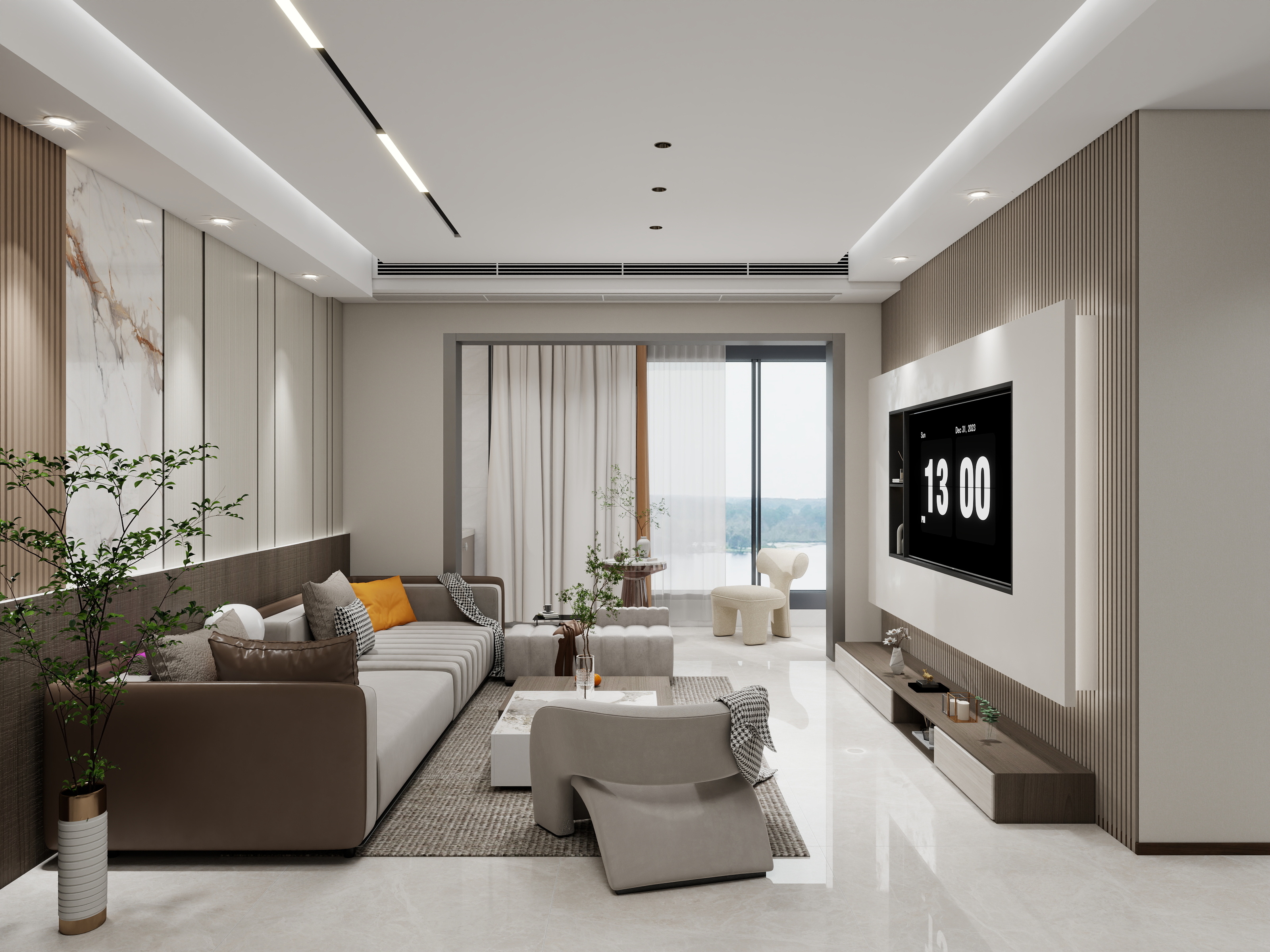 圆梦设计-现代简约114㎡3室装修效果图